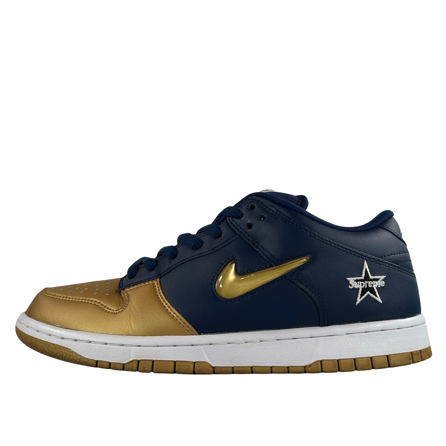 CK3480 700 Nike SB Dunk Low Supreme Jewel Swoosh Gold [USED] - 8.5 M (Used)