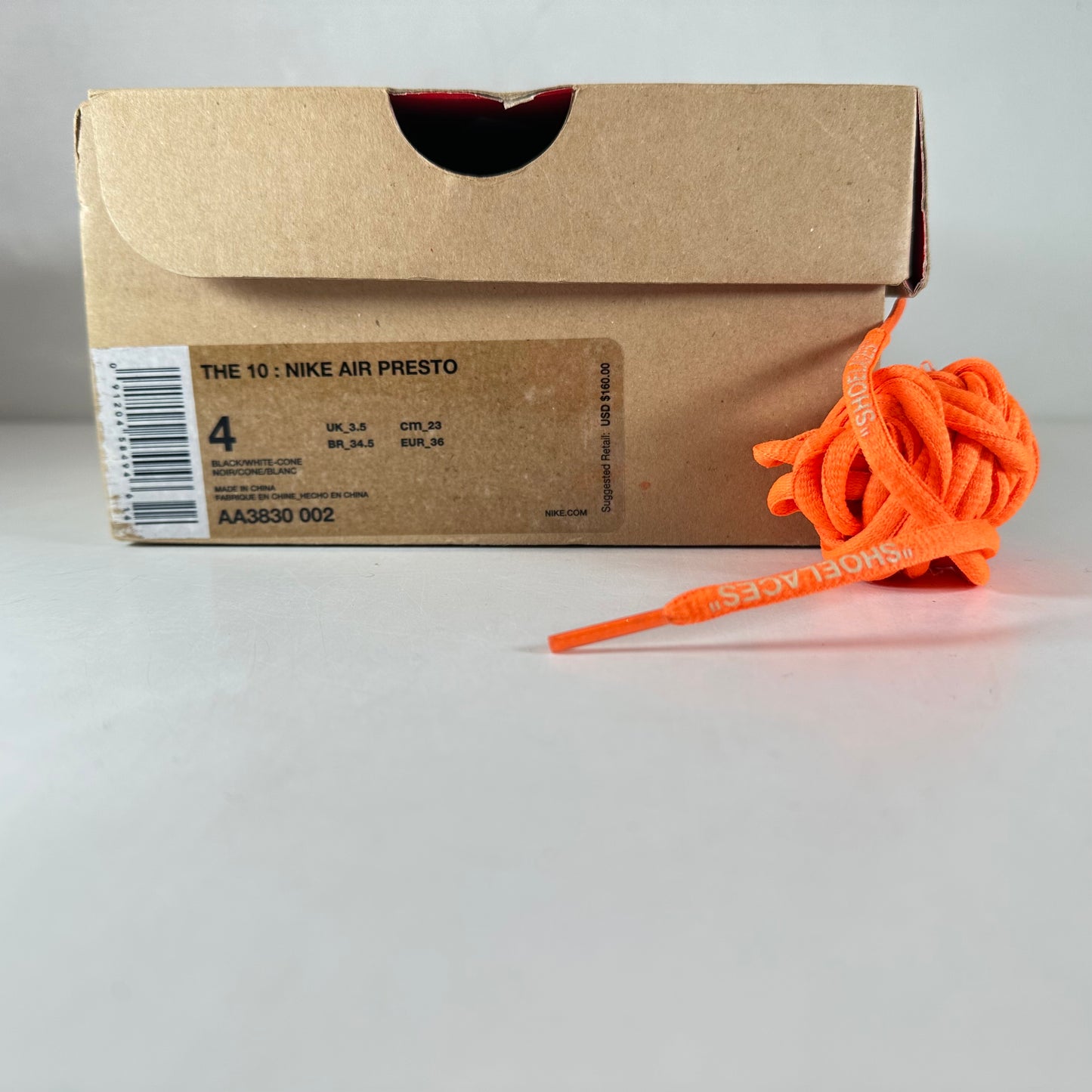 AA3830 002 Nike Air Presto Off-White Black [USED] - 4 M (Used)