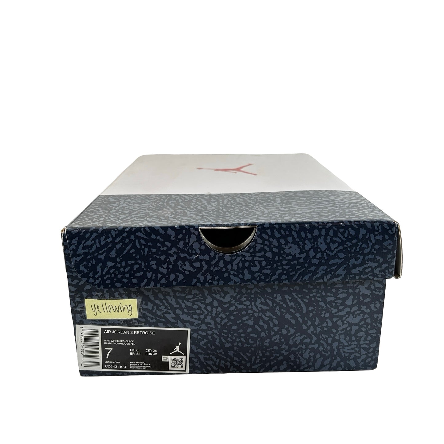 CZ6431 100 Jordan 3 Retro SE Fire Red Denim (2020) [CONDITIONAL] - 7 M (Yellowing)