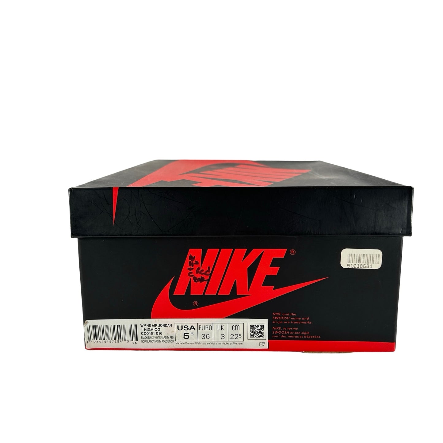 CD0461 016 AJ1 Satin Black Toe [USED] - 5.5 W (Used)