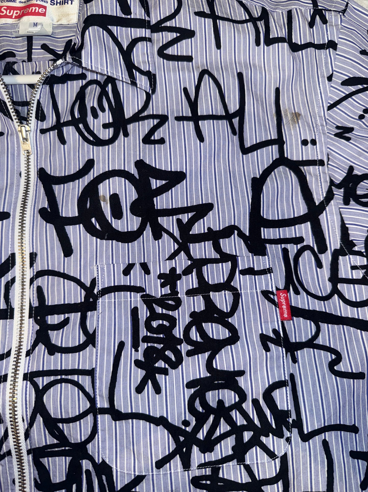 Supreme Comme des Garcons SHIRT Graphic S/S Shirt Blue Stripe [USED] - M (Used)