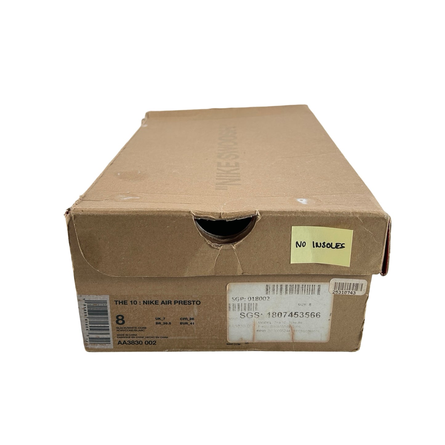 AA3830 002 Nike Air Presto Off-White Black [USED] - 8 M (Used) (No Insoles)
