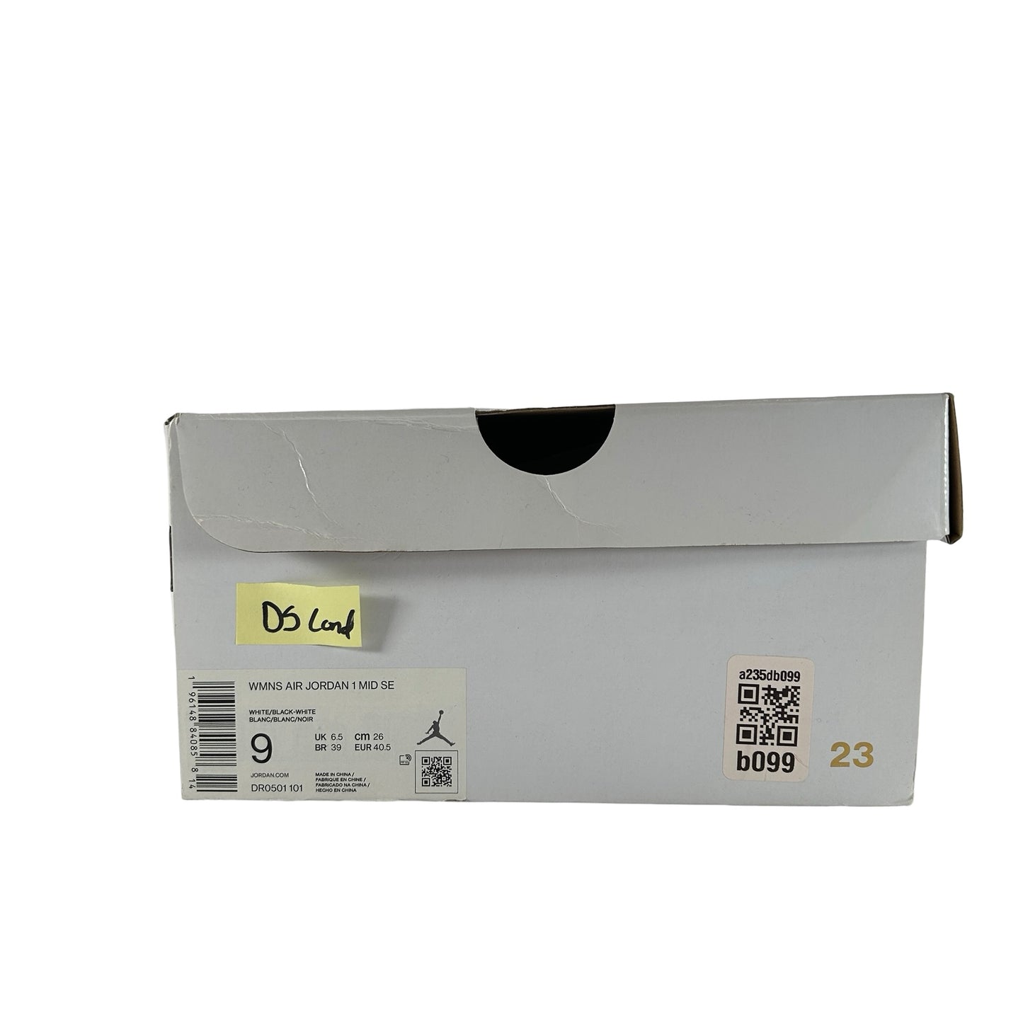 DR0501 101 Jordan 1 Mid Split Black White (Women's) [CONDITIONAL] - 9 W (Yellowing)