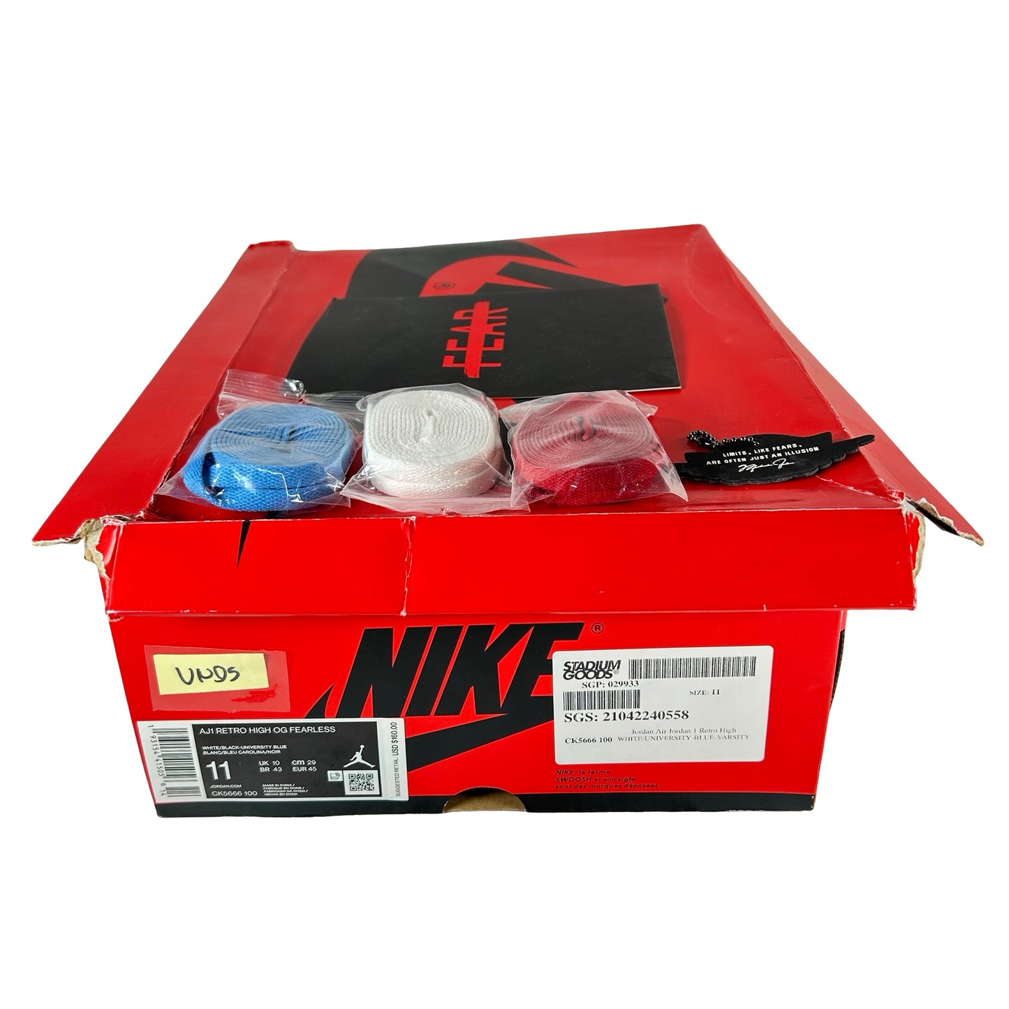 CK5666 100 Jordan 1 Retro High Fearless UNC Chicago [USED] - 11 M (VNDS)