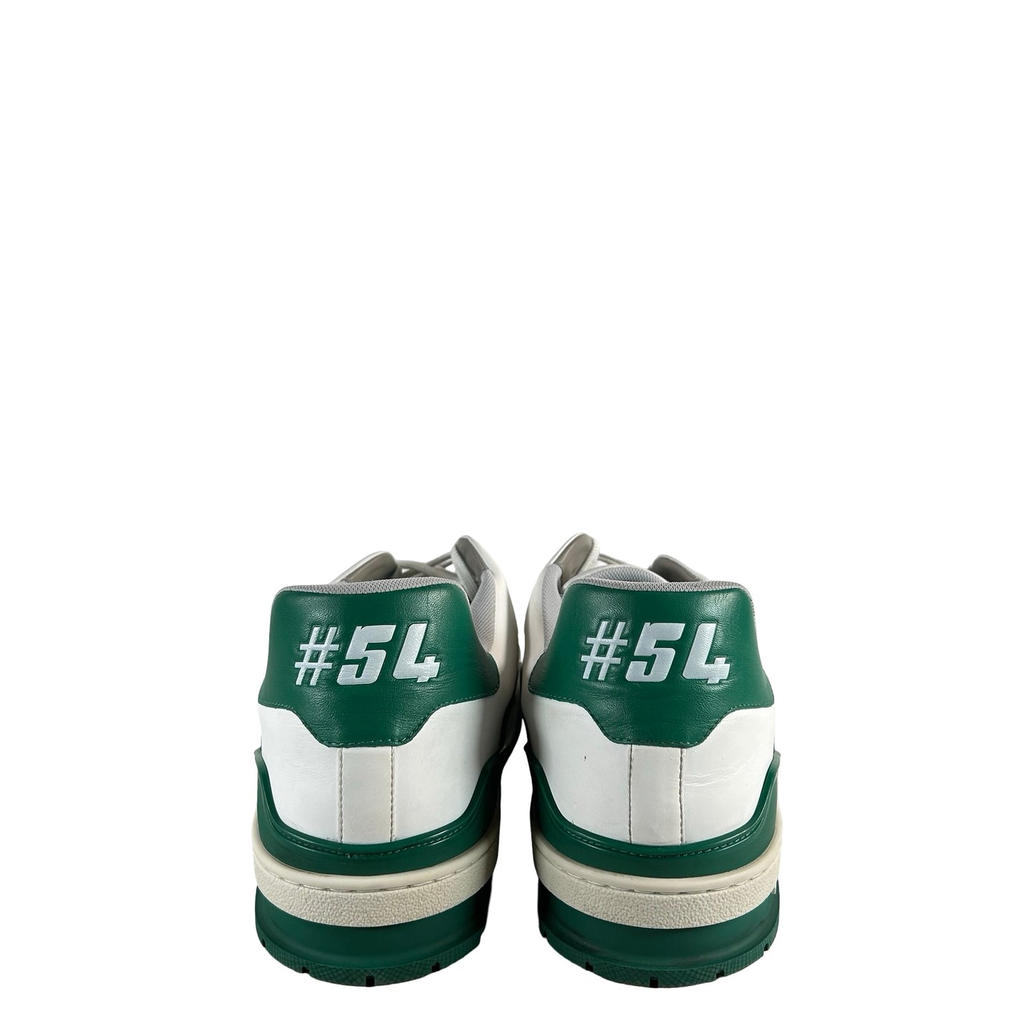 1A54HS Louis Vuitton LV Trainer Sneaker Low White Green [USED] - LV 13 (US 14.5) (Used) (No Box)