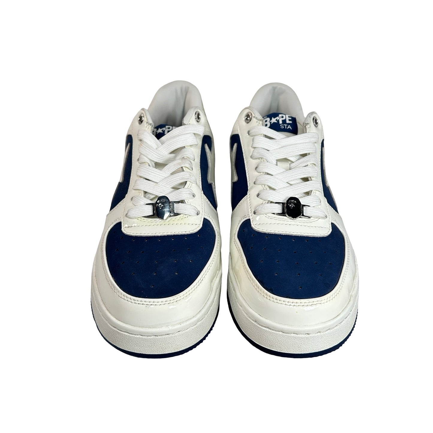 1K80 191 306 NVY A Bathing Ape Bape Sta Low #6 White Navy [USED] - 11 M (Used) (No Box)