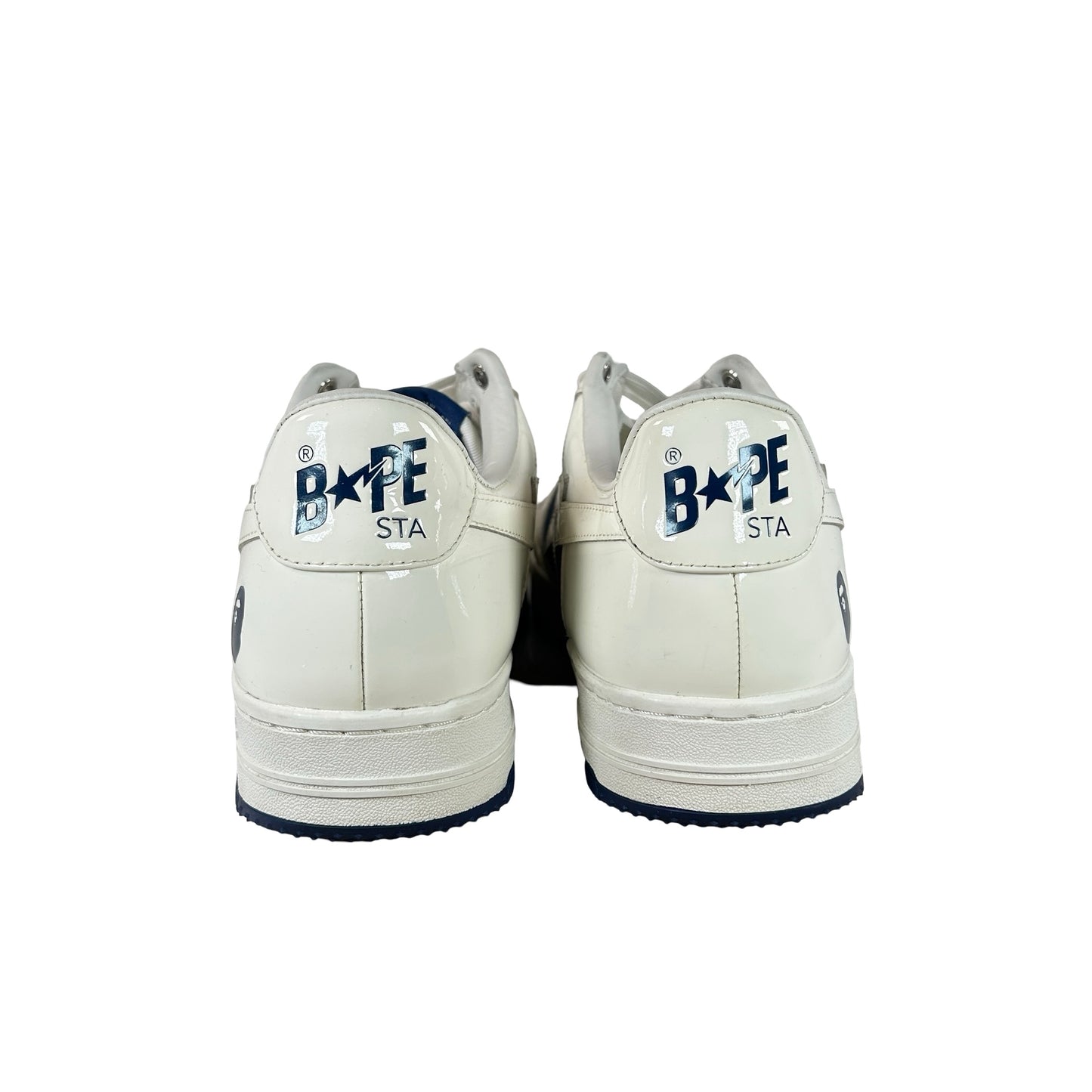 1K80 191 306 NVY A Bathing Ape Bape Sta Low #6 White Navy [USED] - 11 M (Used) (No Box)