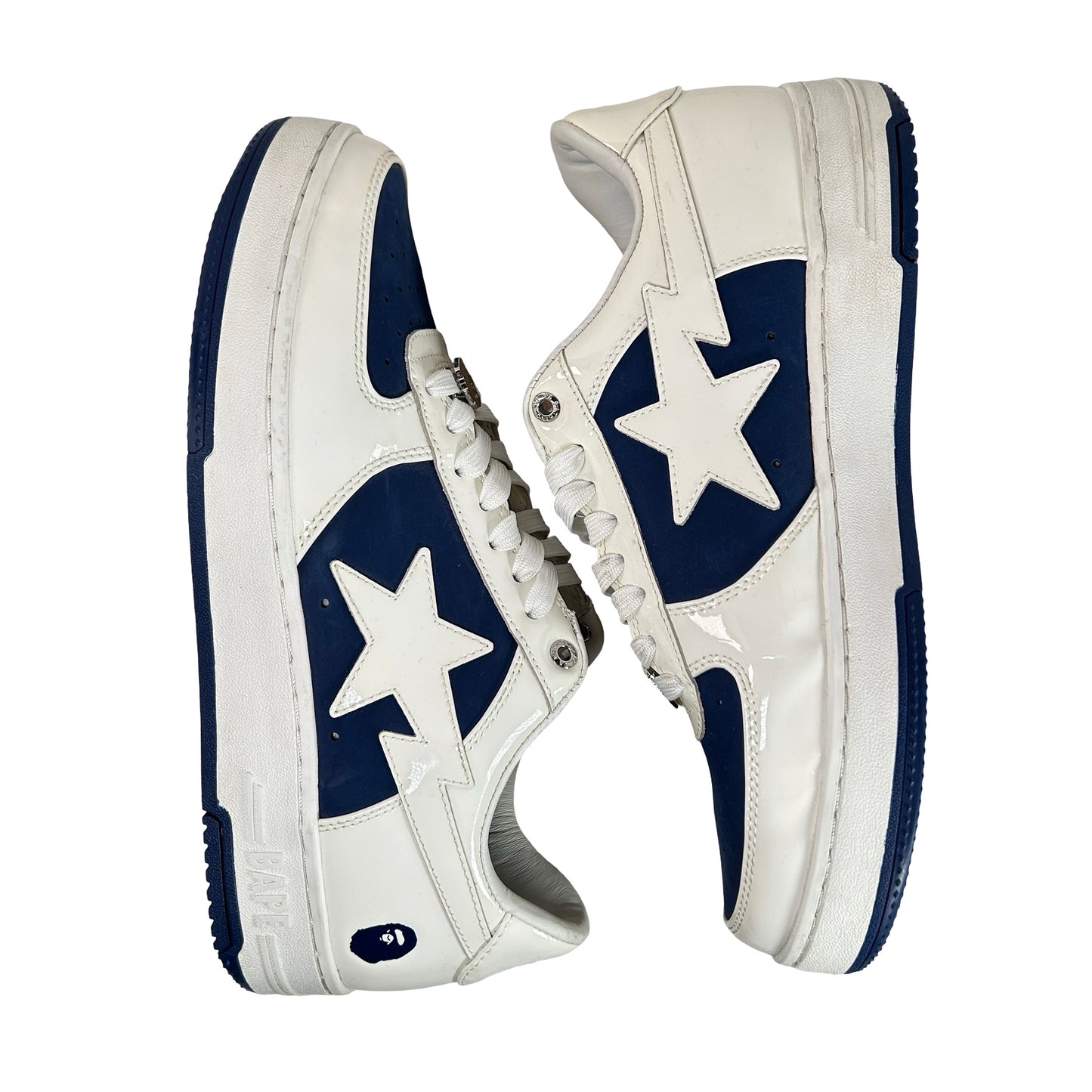 1K80 191 306 NVY A Bathing Ape Bape Sta Low #6 White Navy [USED] - 11 M (Used) (No Box)