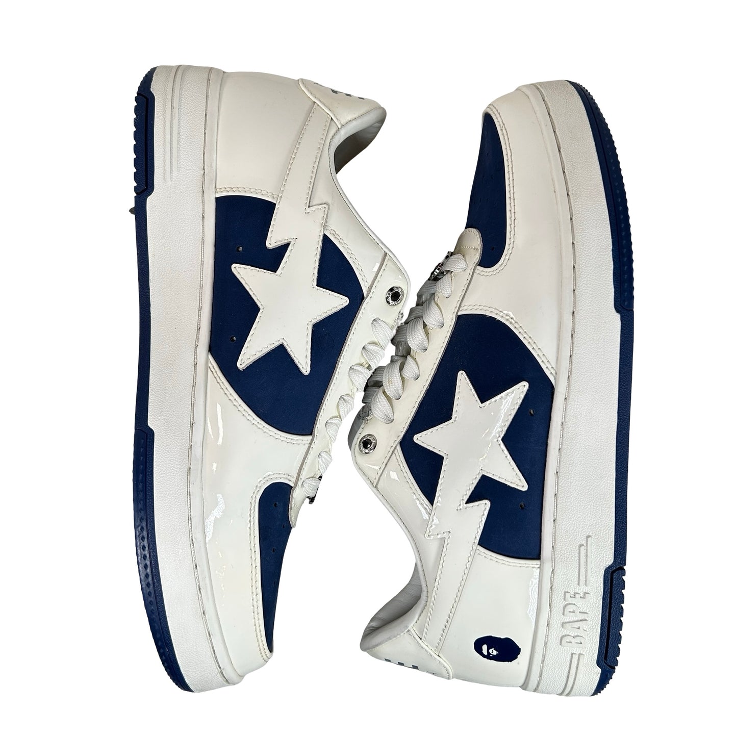 1K80 191 306 NVY A Bathing Ape Bape Sta Low #6 White Navy [USED] - 11 M (Used) (No Box)
