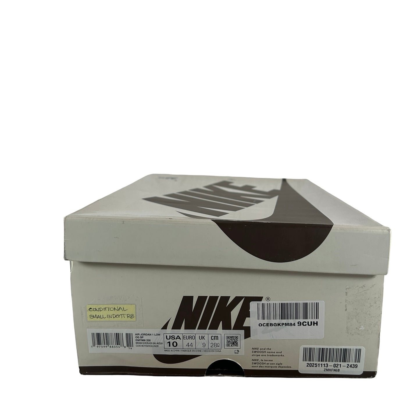 DM7866 200 Jordan 1 Retro Low OG SP Travis Scott Medium Olive [CONDITIONAL] - 8.5 M (Small Indent Right Foot) (Replace Box)