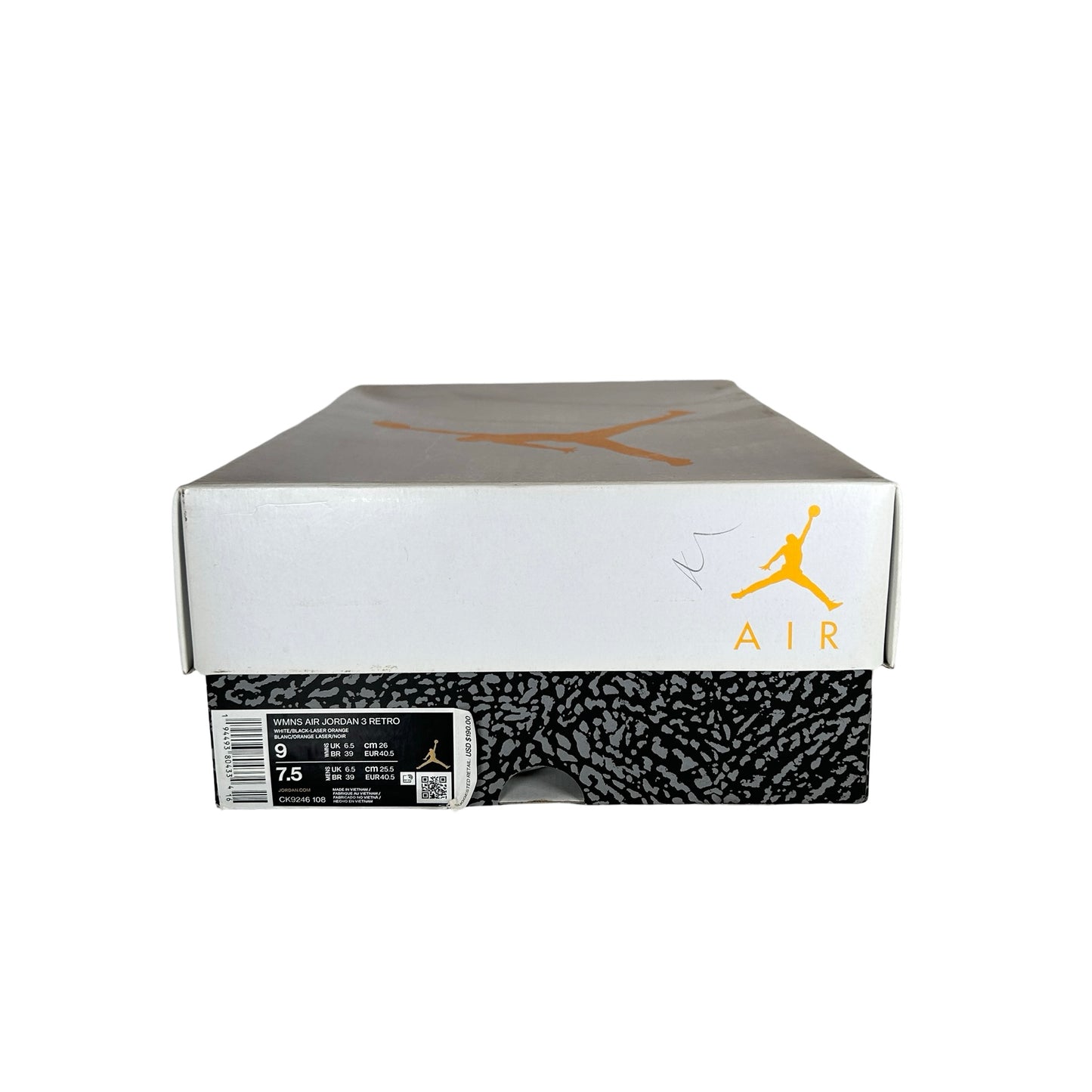 CK9246 108 Jordan 3 Retro Laser Orange (Women's) [USED] - 9 W (Used)