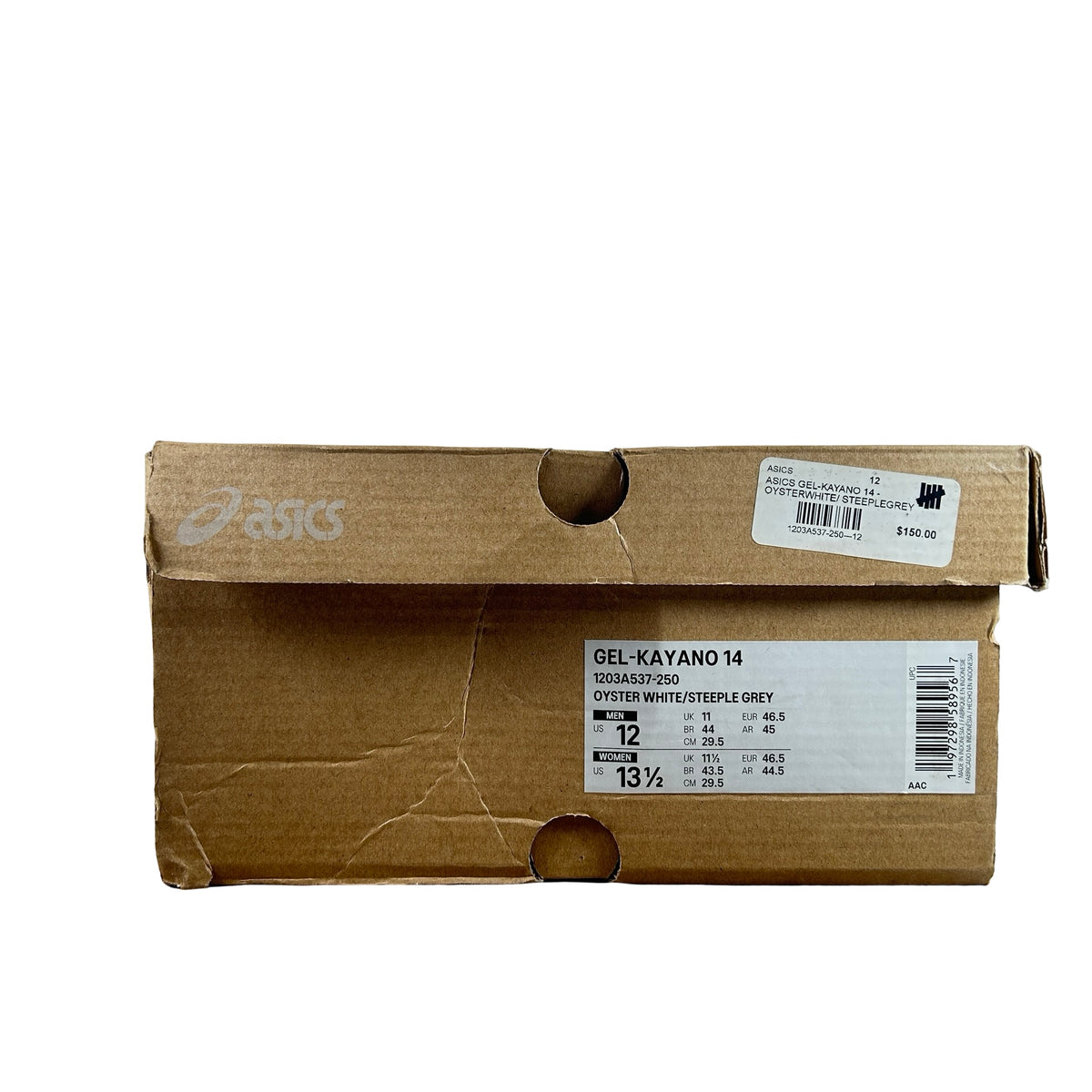 1203A537 250 ASICS Gel-Kayano 14 Oyster White Steeple Grey [USED] - 12 M (Used)