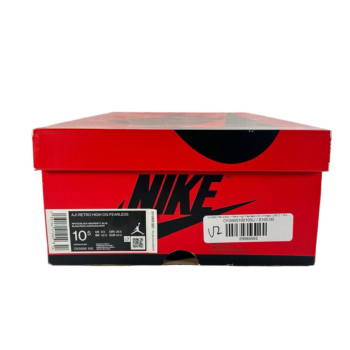 CK5666 100 Jordan 1 Retro High Fearless UNC Chicago [USED] - 10.5 M (Used2)