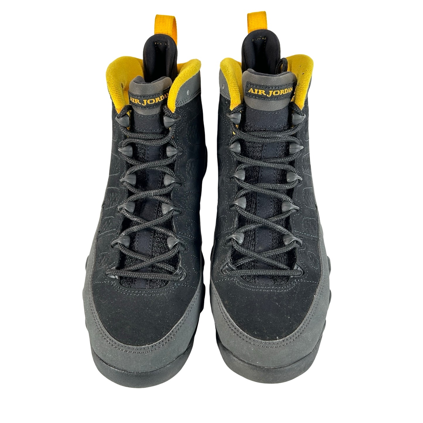 302359 070 Jordan 9 Retro Dark Charcoal University Gold (GS) [USED] - 7 Y (Used)