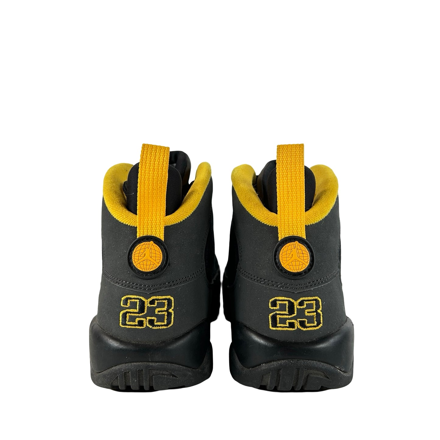 302359 070 Jordan 9 Retro Dark Charcoal University Gold (GS) [USED] - 7 Y (Used)