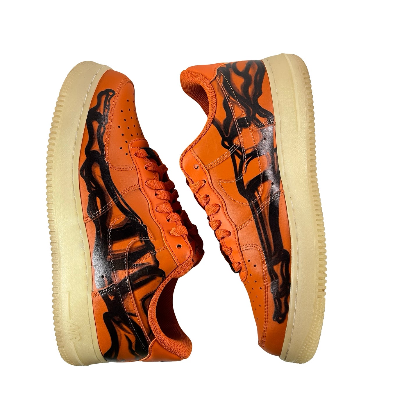 CU8067 800 Nike Air Force 1 Low Orange Skeleton Halloween [USED] - 8 M (Used) (Replace Box) (No Insoles)
