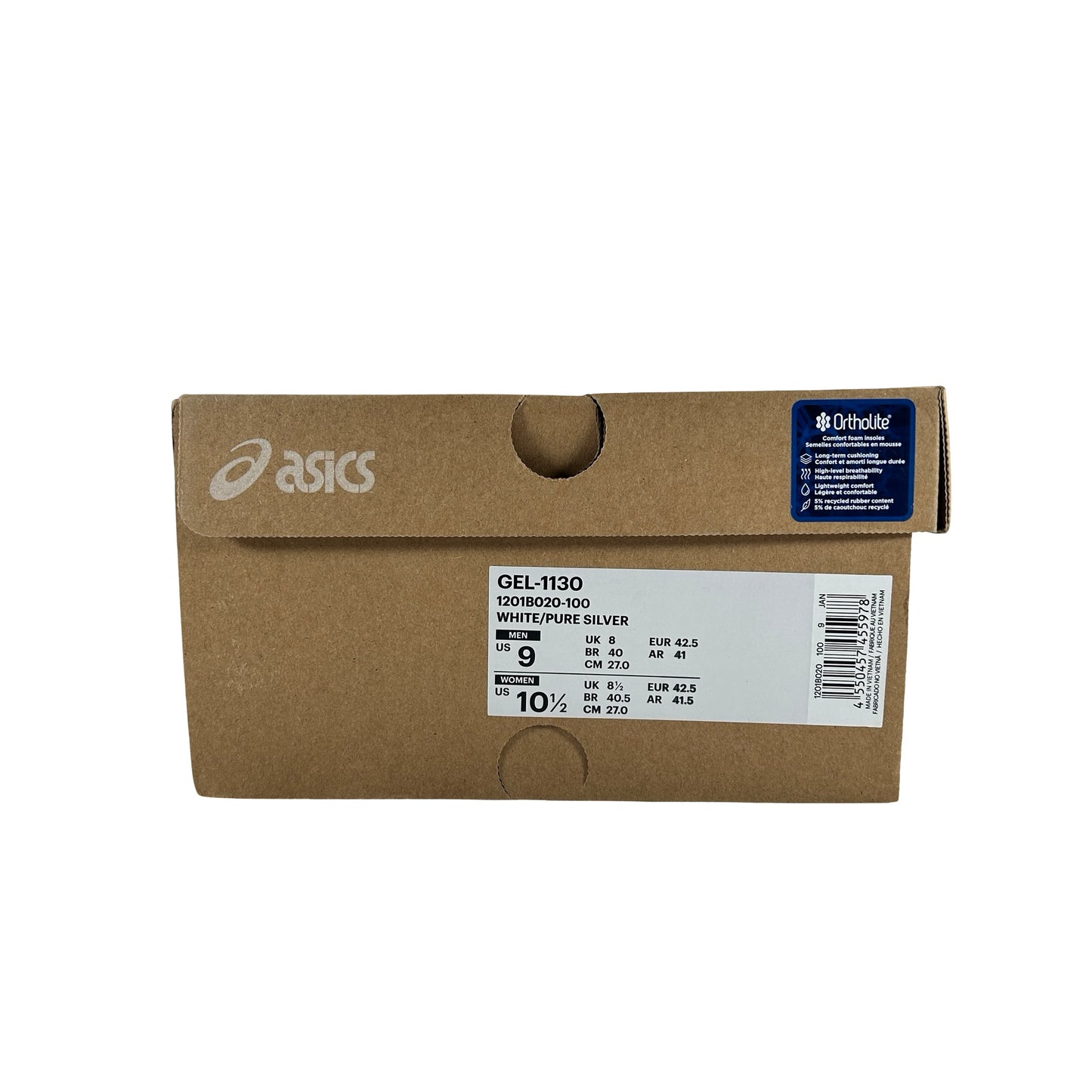 1201BO20 100 ASICS Gel-1130 White Pure Silver [USED] - 9 M (Used)