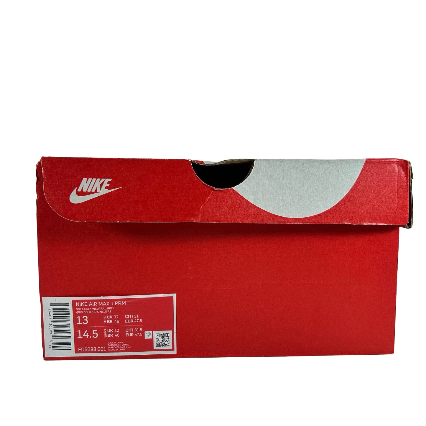 FD5088 001 Nike Air Max 1 Crepe Soft Grey [USED] - 13 M (Used)