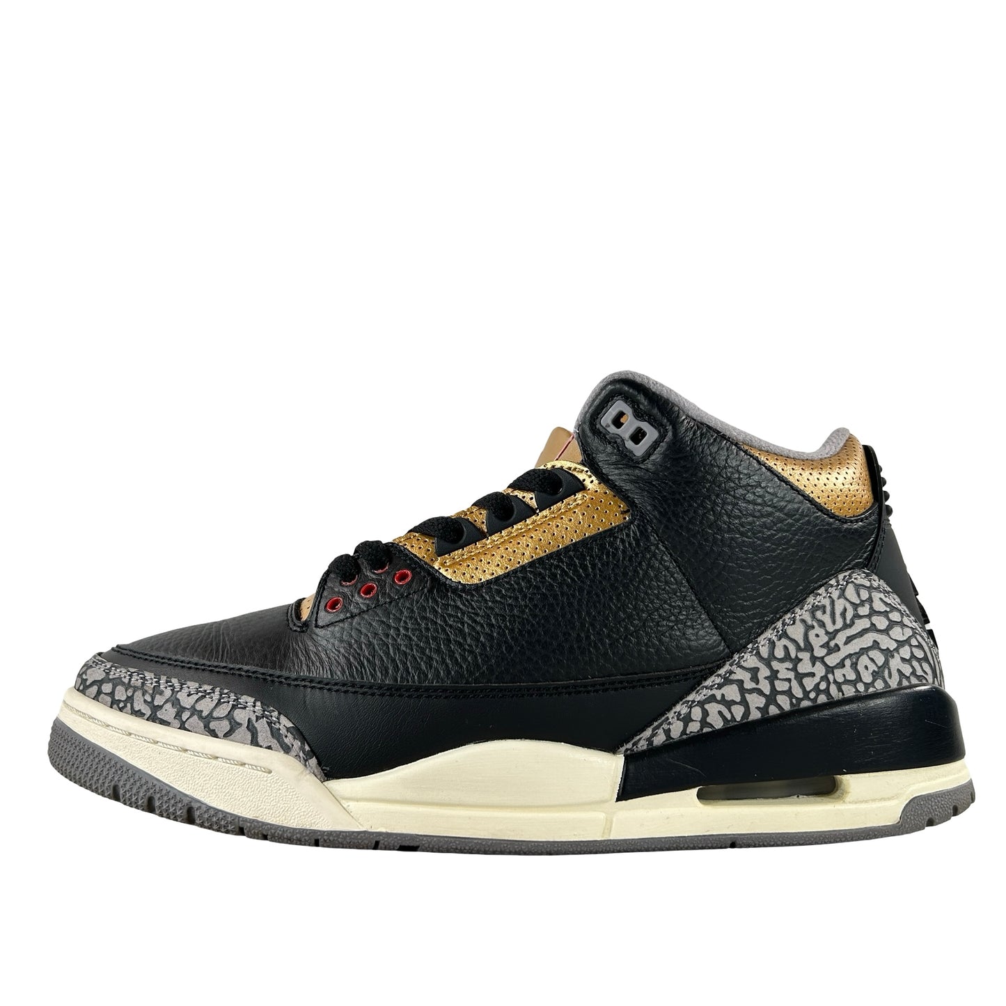CK9246 067 Jordan 3 Retro Black Cement Gold (W) [USED] - 12 W (Used)