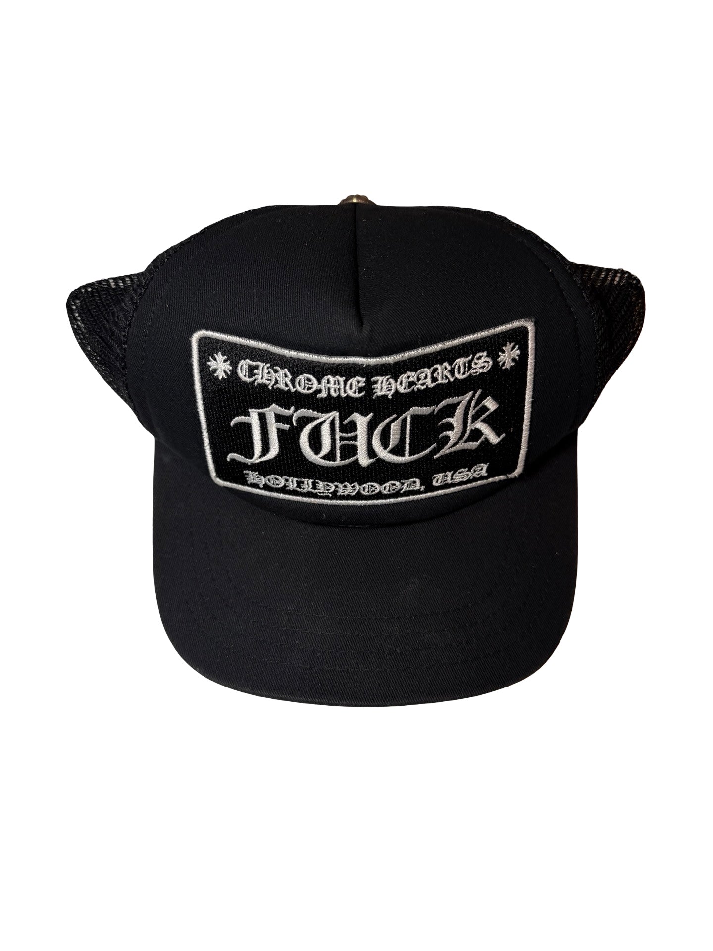 Chrome Hearts FUCK Hollywood Trucker Hat Black/Black [USED] - O/S (Used2)