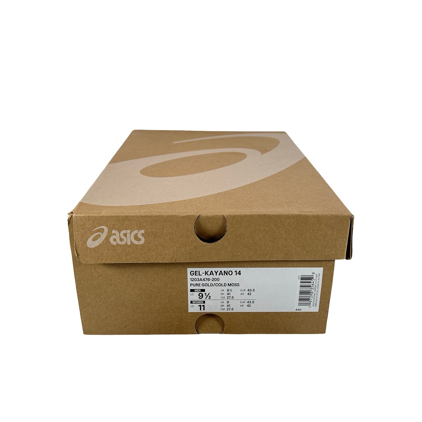 1203A476 200 ASICS Gel-Kayano 14 Pure Gold Cold Moss [USED] - 9.5 M (Used)