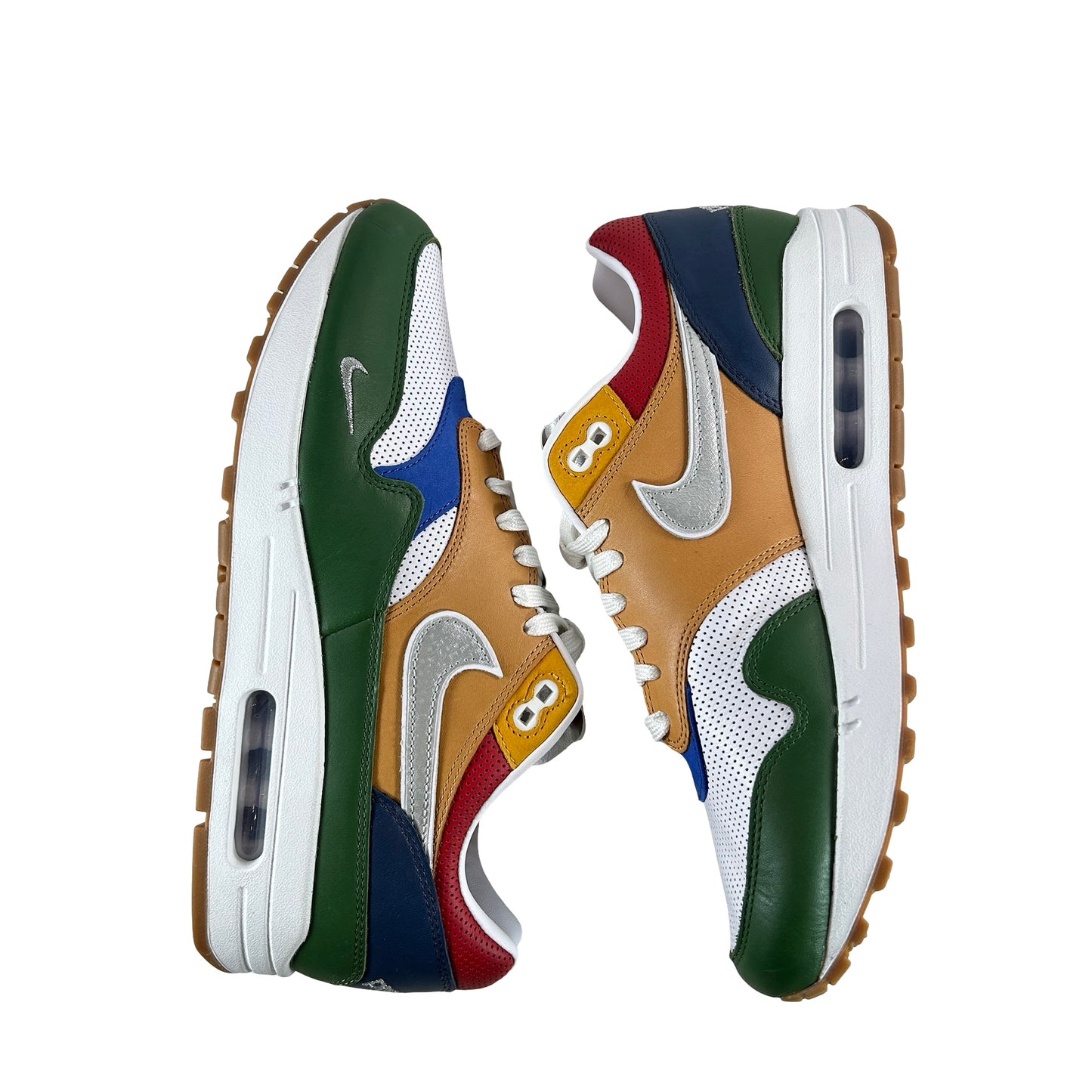 II6235 100 Nike Air Max 1 Premium Goods White Forest Green [CONDITIONAL] - 9 M (Glue Stain on inside of right shoe)