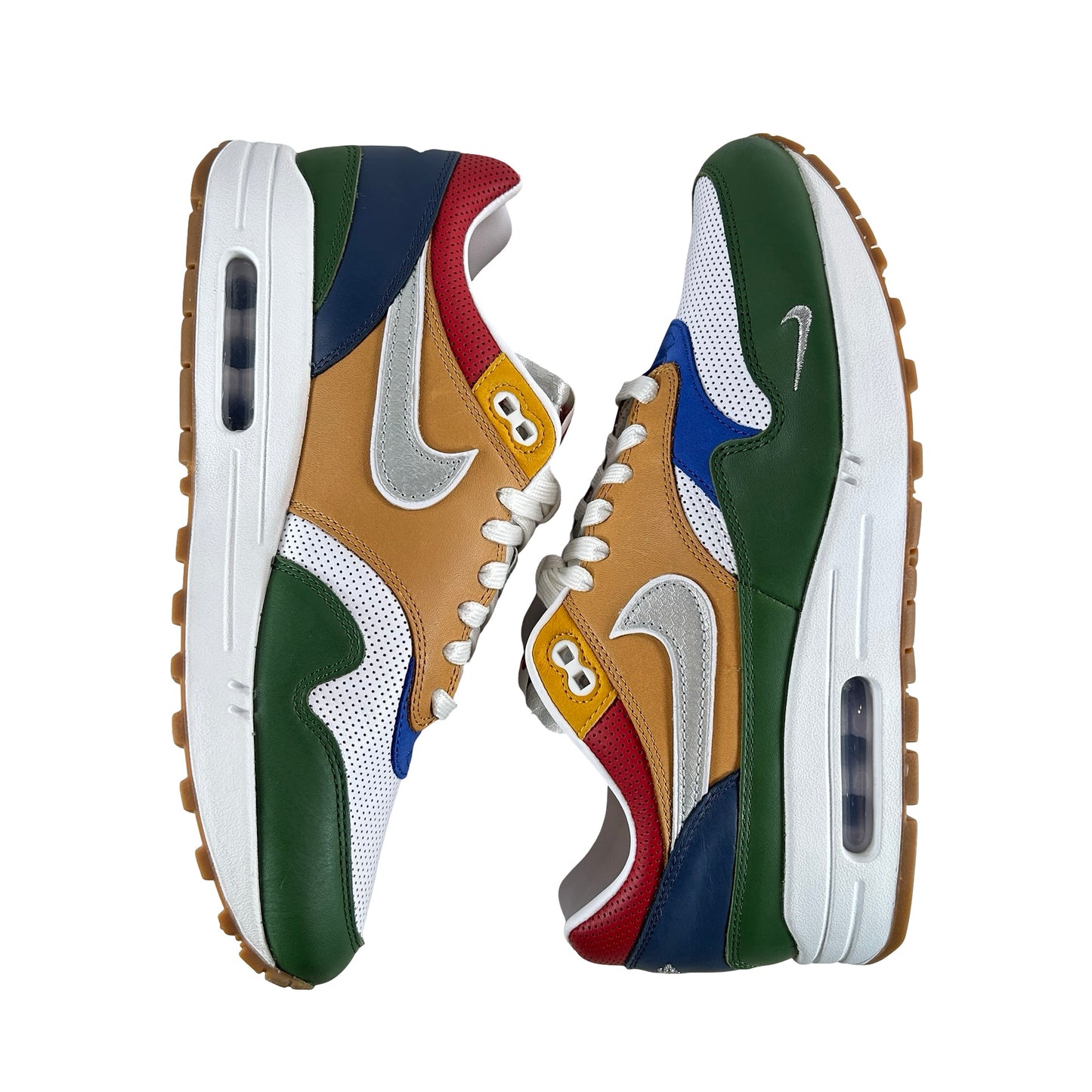 II6235 100 Nike Air Max 1 Premium Goods White Forest Green [CONDITIONAL] - 9 M (Glue Stain on inside of right shoe)