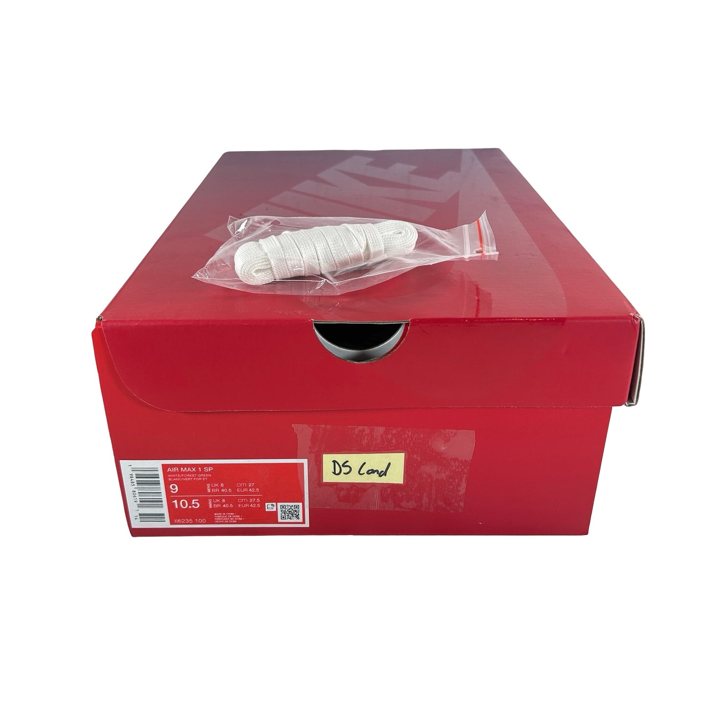 II6235 100 Nike Air Max 1 Premium Goods White Forest Green [CONDITIONAL] - 9 M (Glue Stain on inside of right shoe)