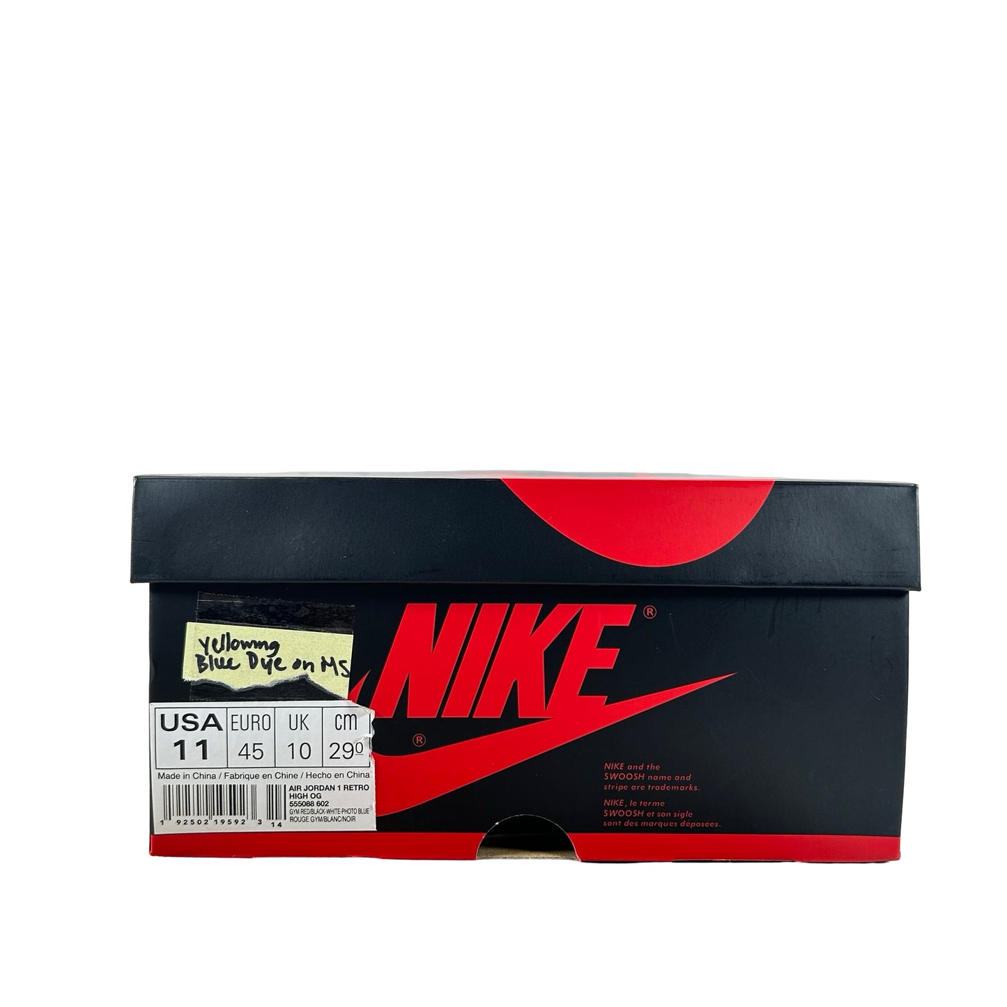 555088 602 Jordan 1 Retro High Spider-Man Origin Story - 11 M (Yellowing) (Blue Dye on Midsole)