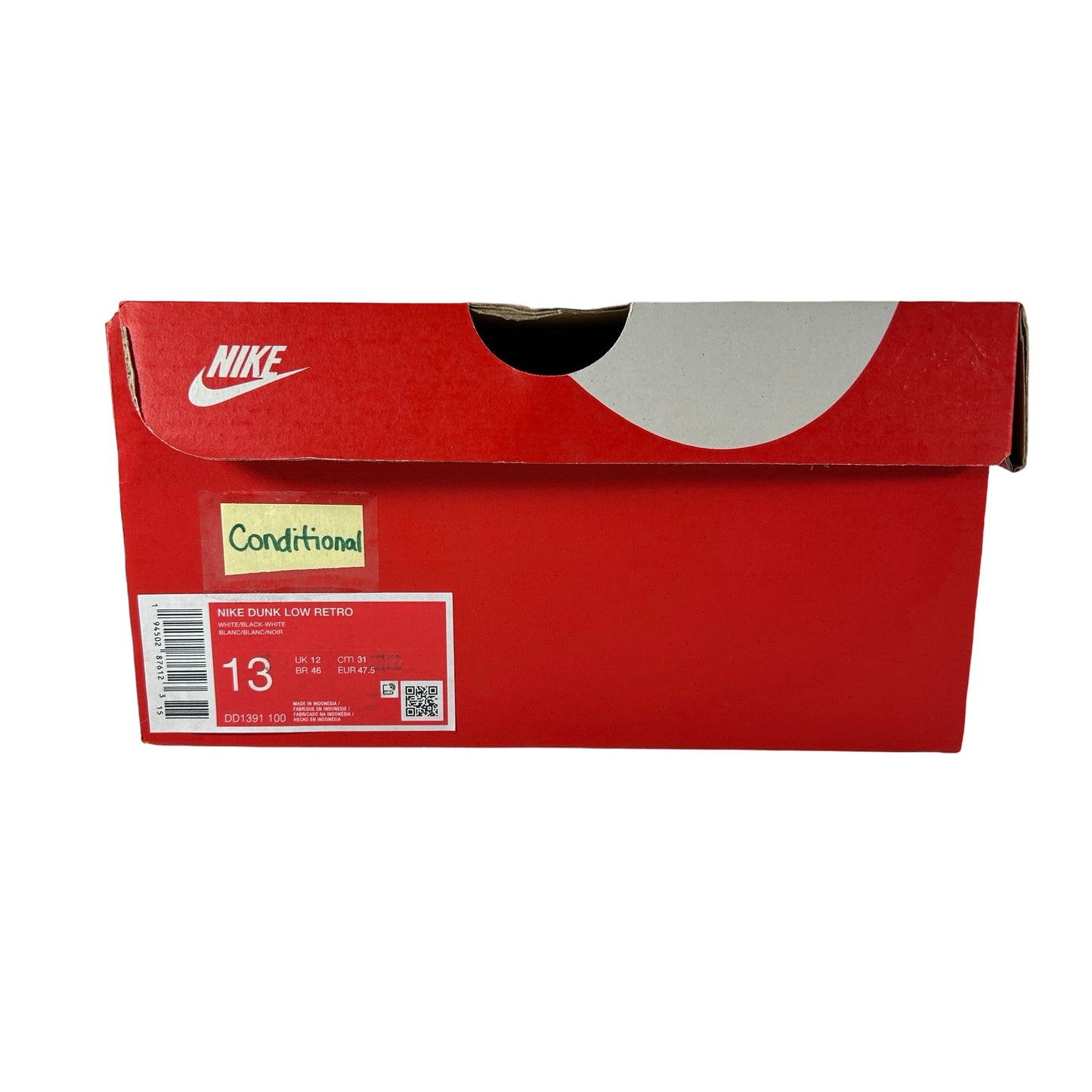 DD1391 100 Dunk Low White Black [CONDITIONAL] - 13 M (Crease)