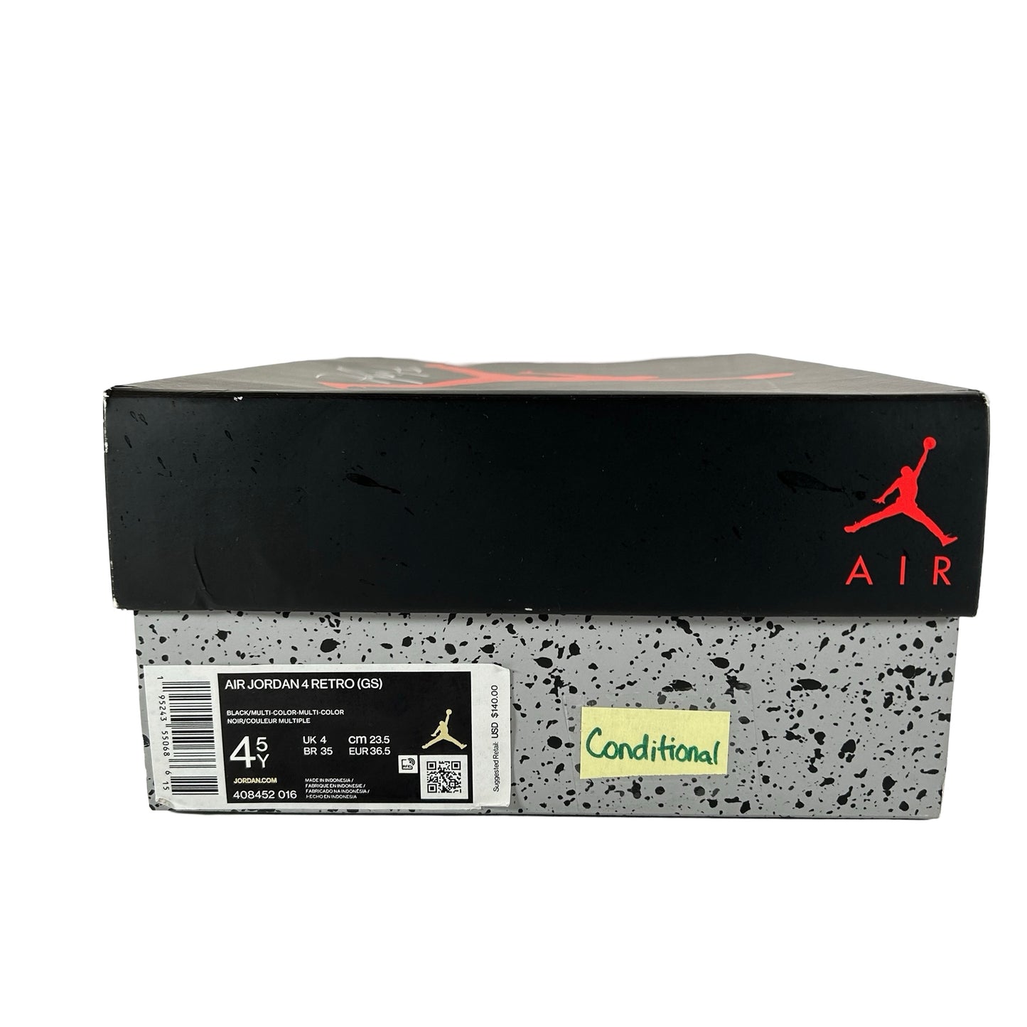 408452 016 Jordan 4 Retro Red Thunder (GS) [CONDITIONAL] - 4.5 Y (Glue Stains)