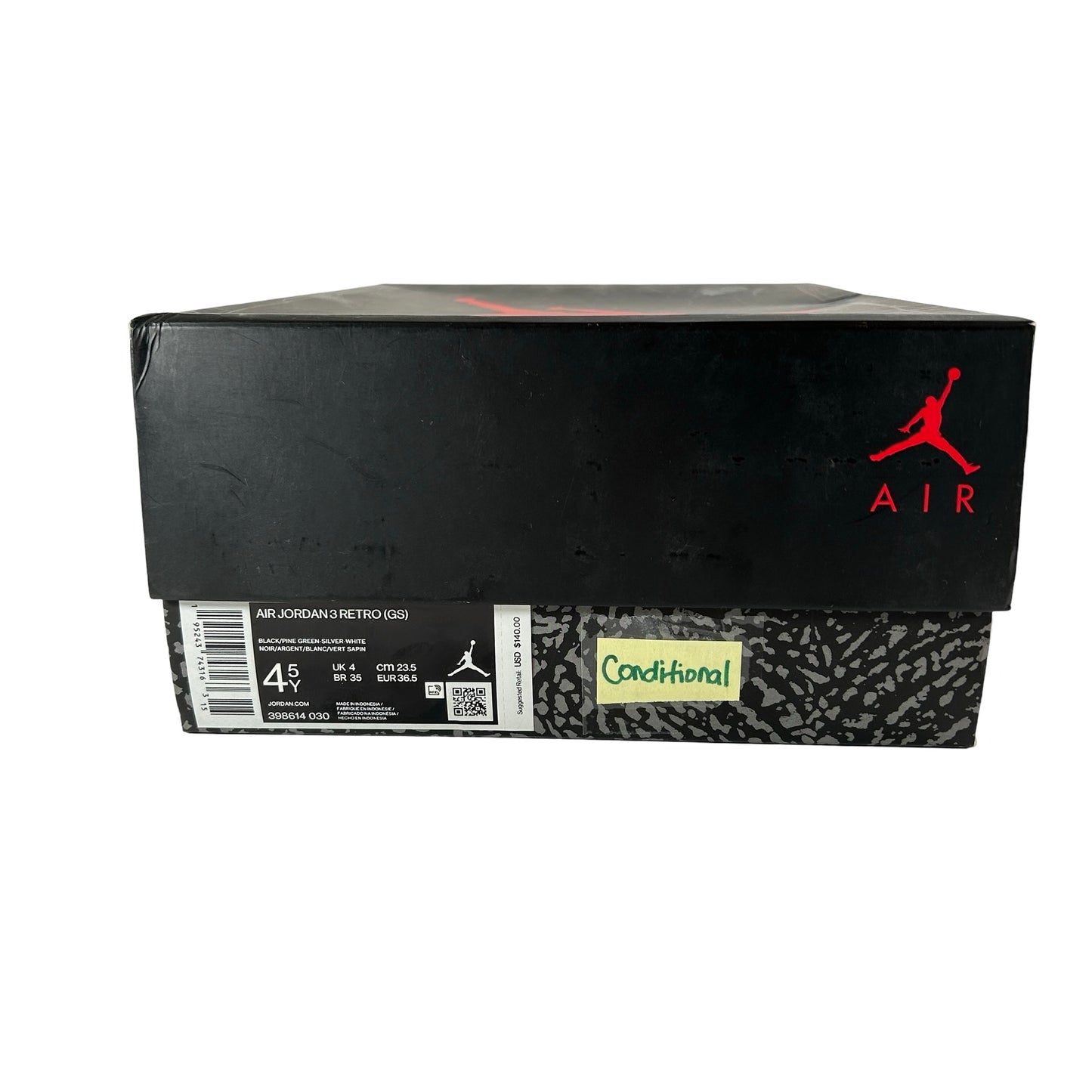 398614 030 Jordan 3 Retro Pine Green (GS) [CONDITIONAL] - 4.5 Y (Glue Stains)