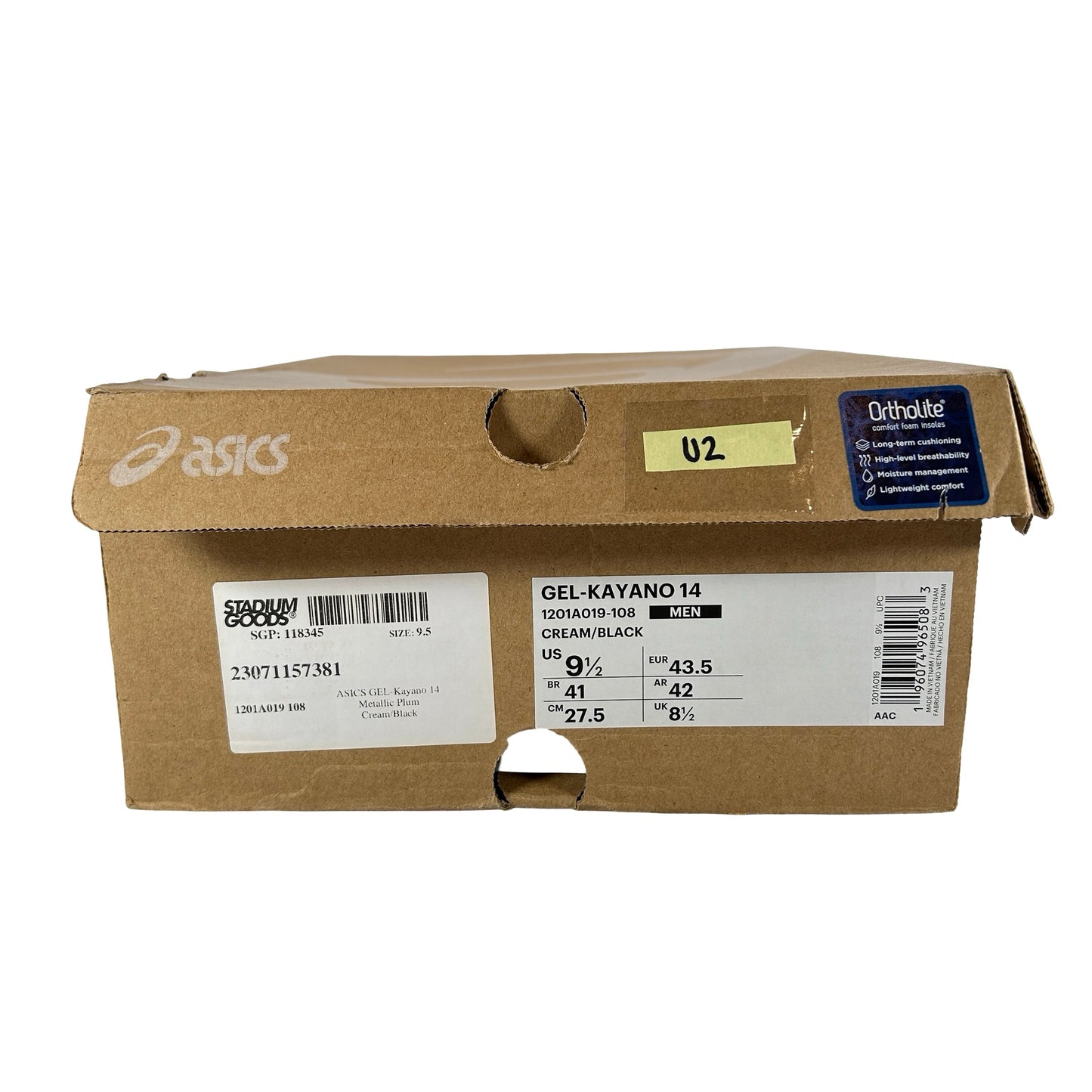 1201A019 108 ASICS Gel-Kayano 14 Cream Black Metallic Plum [USED] - 9.5 (Used2)