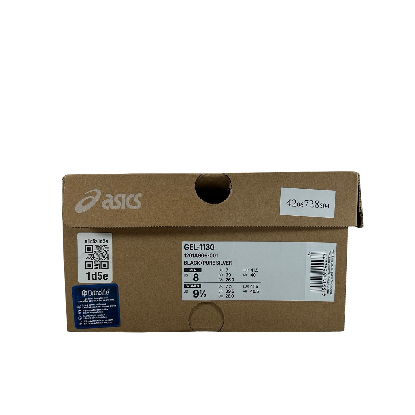 1201A906 001 ASICS Gel-1130 Black Pure Silver [USED] - 8 M (Used)