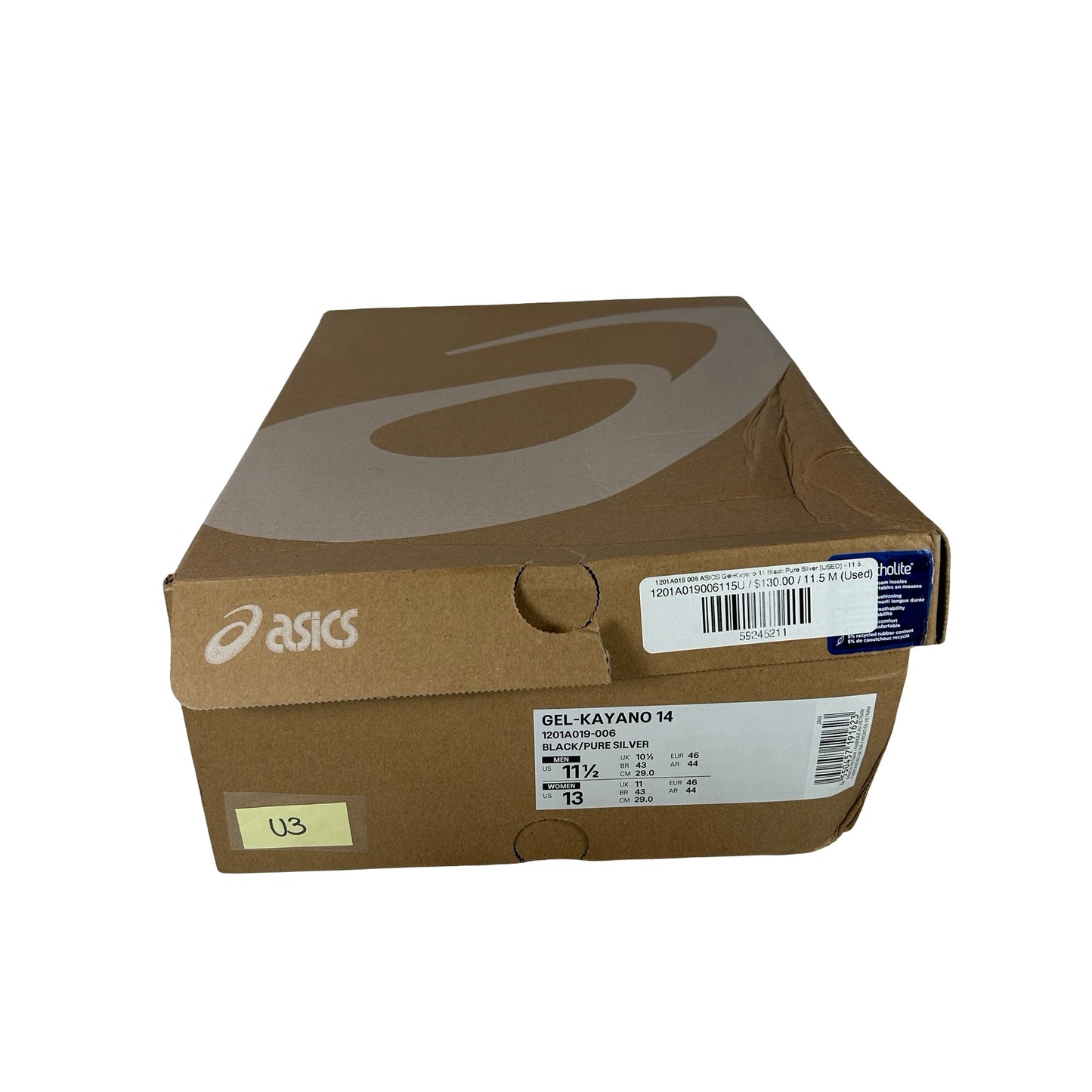 1201A019 006 ASICS Gel-Kayano 14 Black Pure Silver [USED] - 11.5 M (Used3)