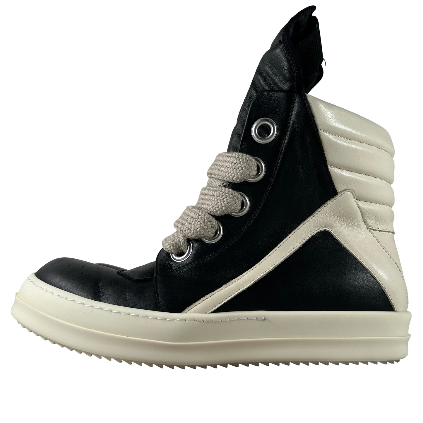 RU02E1898 Rick Owens Concordians Jumbo Laced Geobasket Black Milk [USED] - EU 44 (Used)