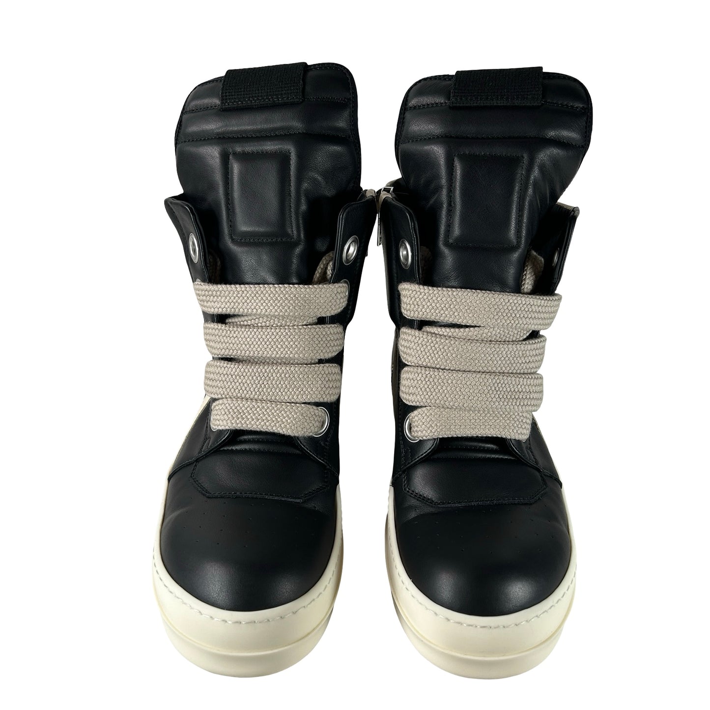 RU02E1898 Rick Owens Concordians Jumbo Laced Geobasket Black Milk [USED] - EU 44 (Used)