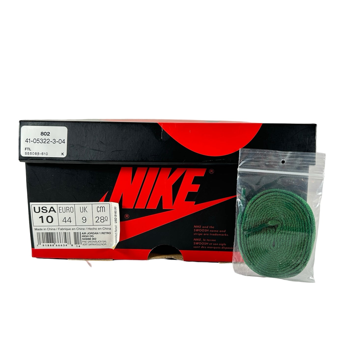 555088 302 Jordan 1 Retro High Pine Green [USED] - 10 M (Used)