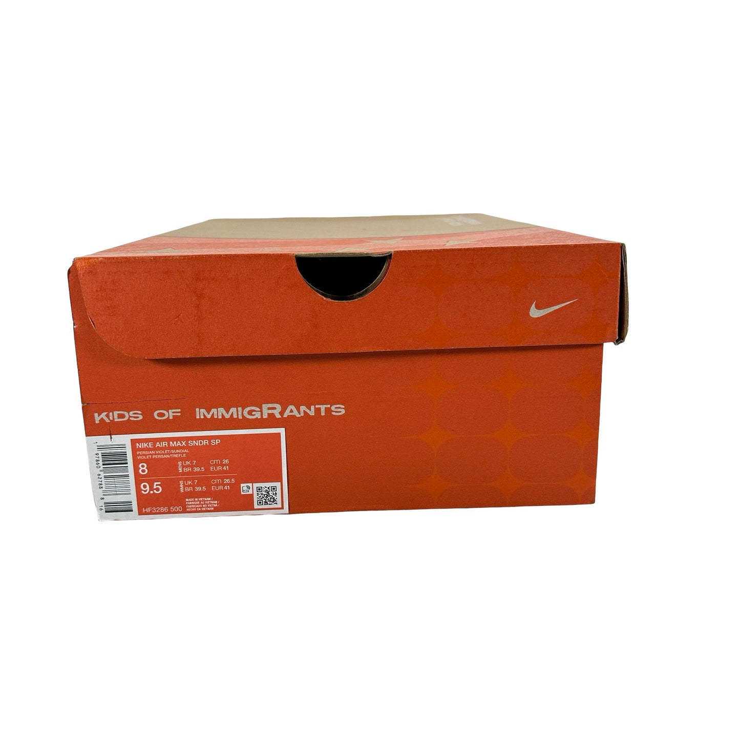 HF3286 500 Nike Air Max Sunder SP Kids of Immigrants Sun Down [USED] - 8 M (Used)