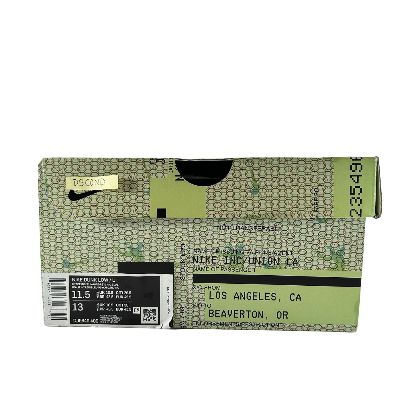 DJ9649 400 Nike Dunk Low Union Passport Pack Argon [CONDITIONAL] - 11.5 M (Yellowing Soles)