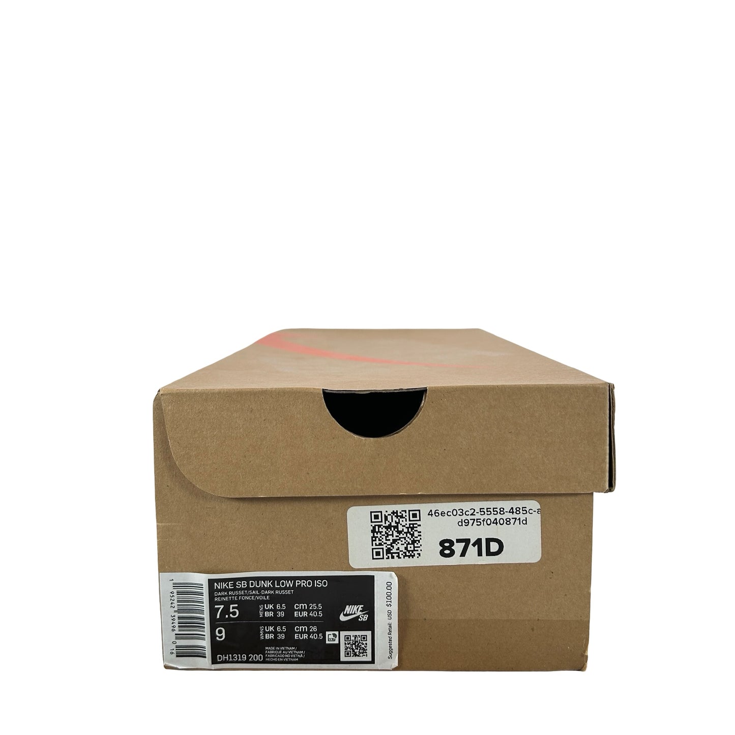 DH1319 200 Nike SB Dunk Low Pro Dark Russet [USED] - 7.5 M (Used)