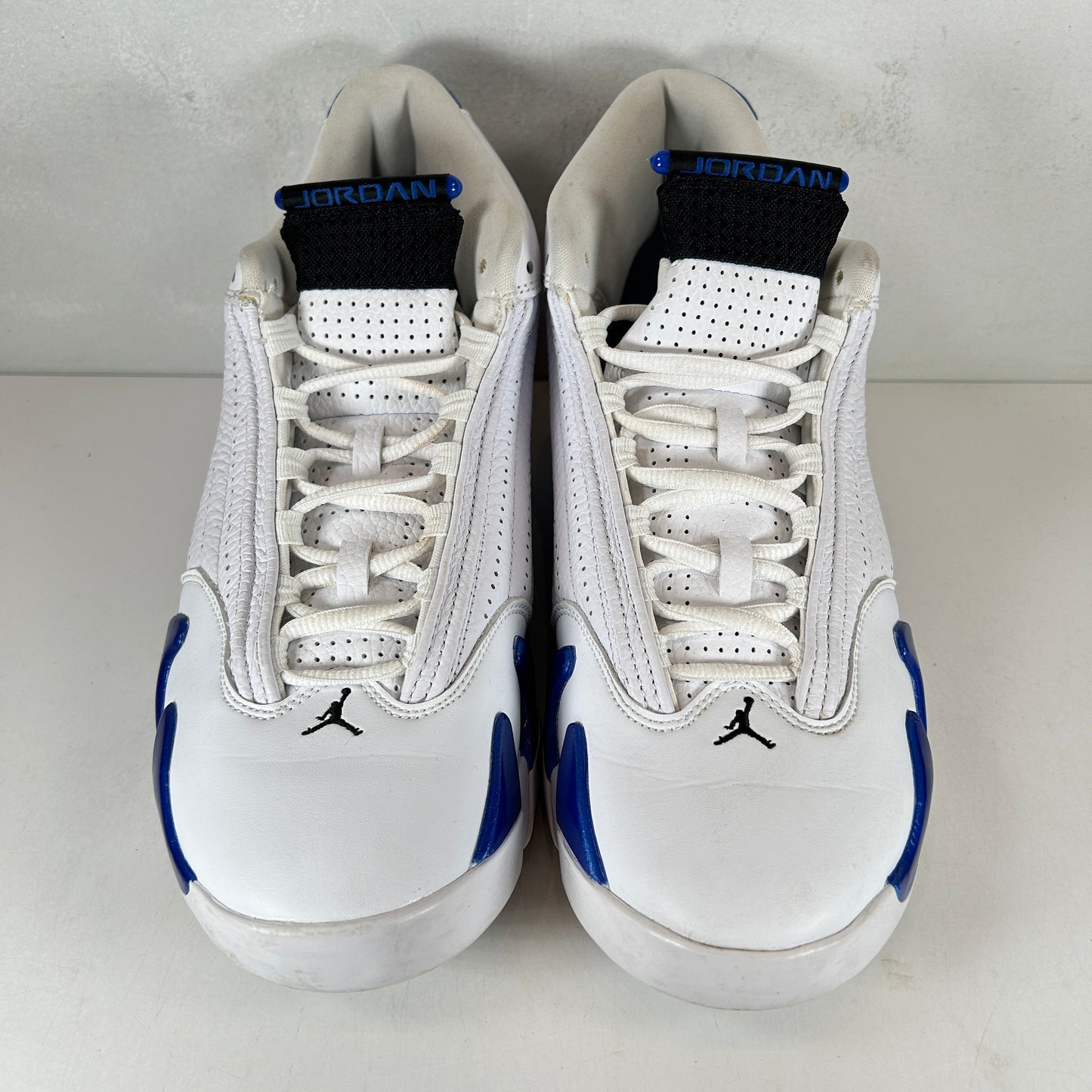 487471 104 Jordan 14 Retro White Hyper Royal [USED] - 10 M (Used) (No Box)