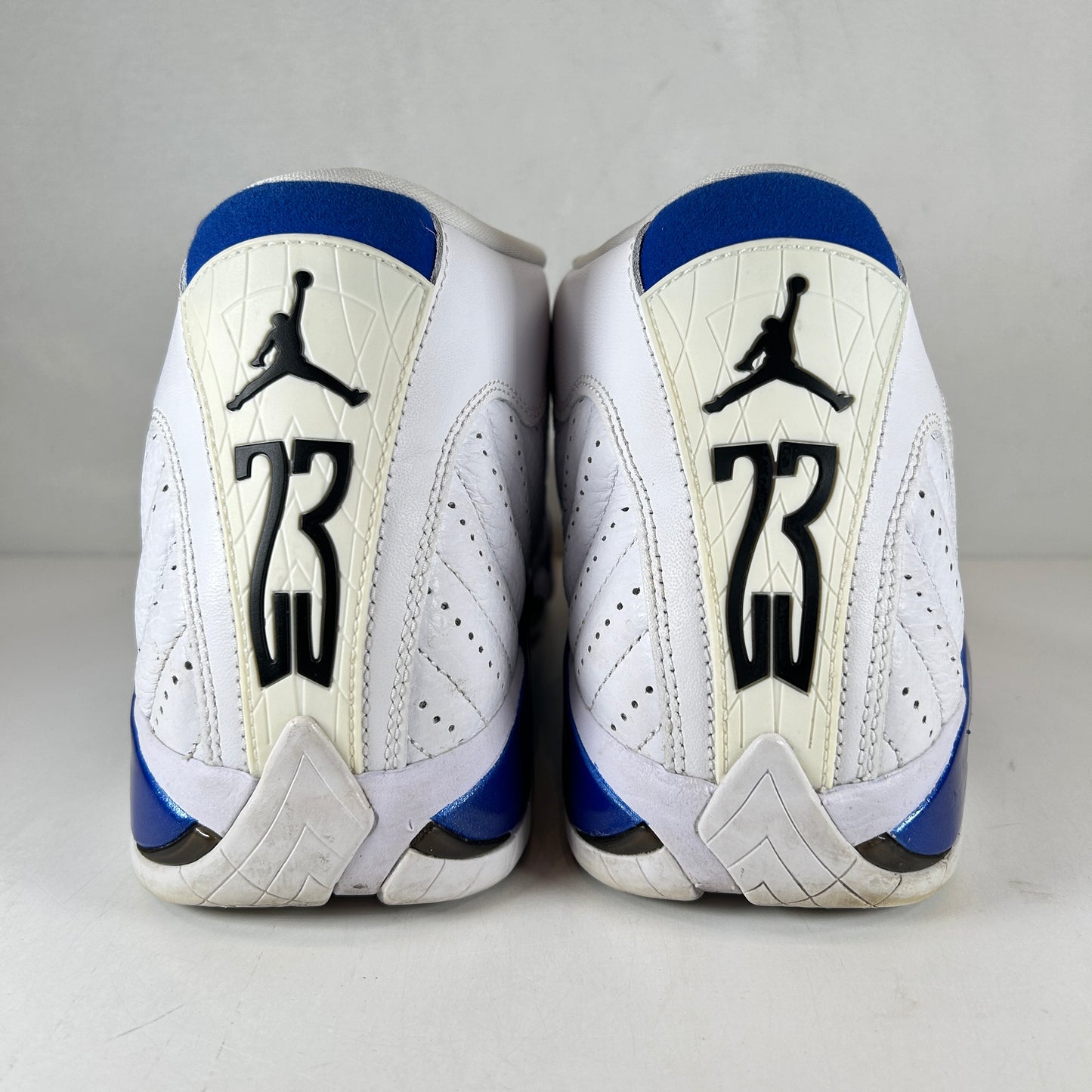 487471 104 Jordan 14 Retro White Hyper Royal [USED] - 10 M (Used) (No Box)