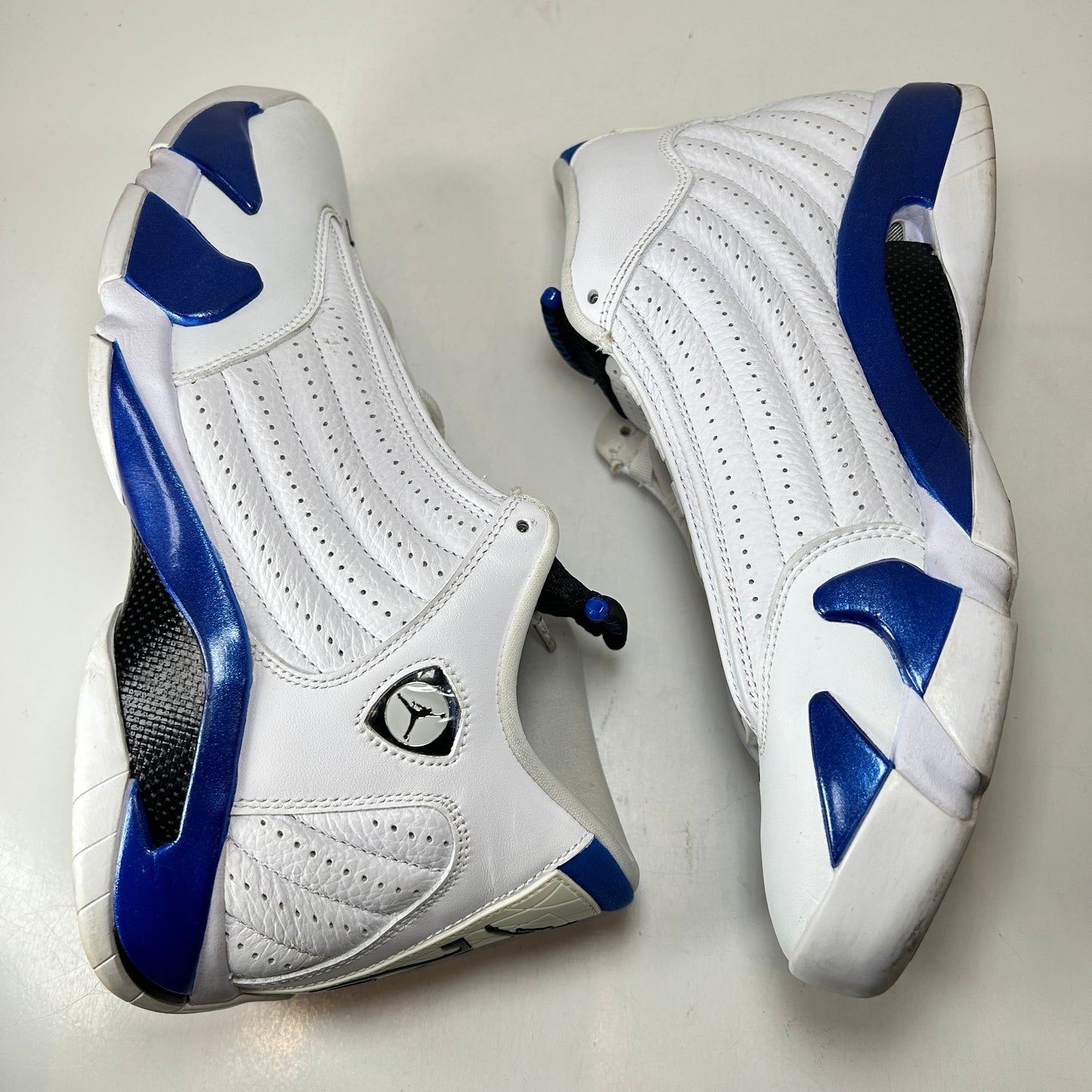 487471 104 Jordan 14 Retro White Hyper Royal [USED] - 10 M (Used) (No Box)