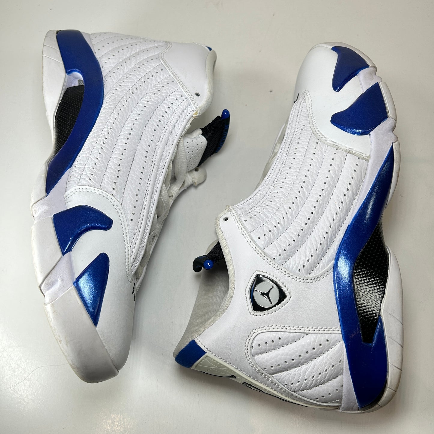 487471 104 Jordan 14 Retro White Hyper Royal [USED] - 10 M (Used) (No Box)