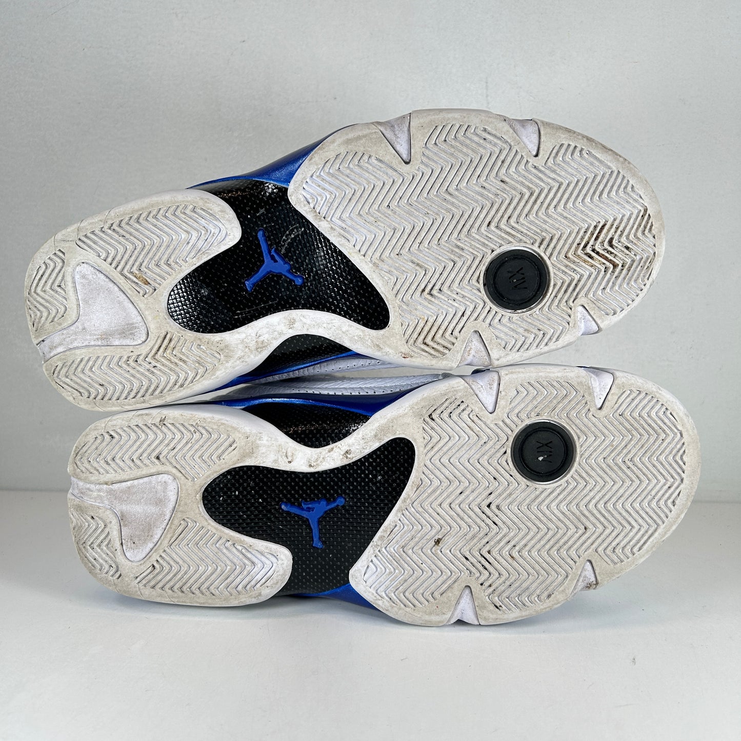487471 104 Jordan 14 Retro White Hyper Royal [USED] - 10 M (Used) (No Box)