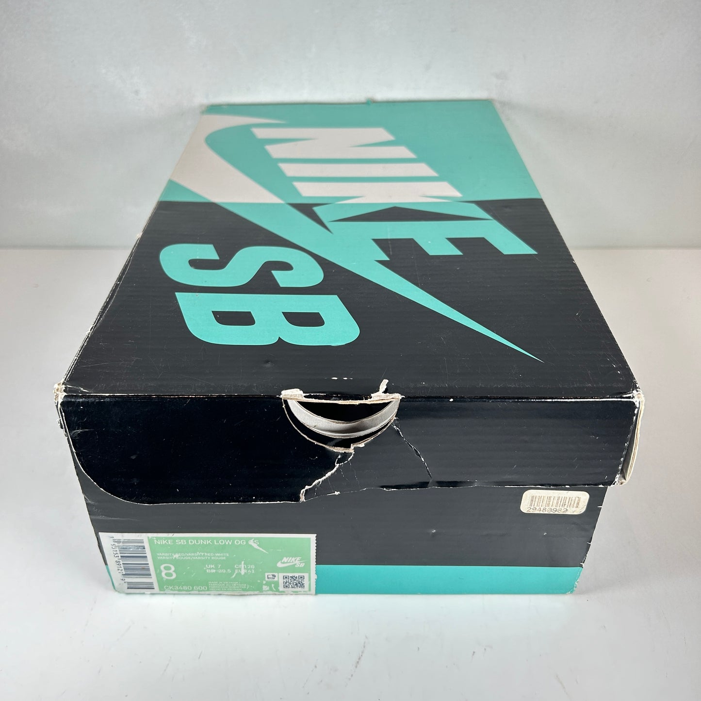 CK3480 600 Nike SB Dunk Low Supreme Jewel Swoosh Red [USED] - 8 M (Used)