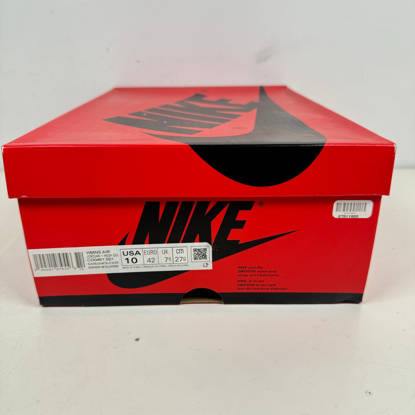 CD0461 001 Jordan 1 Retro High Silver Toe (W) [USED] - 10 W (Used)