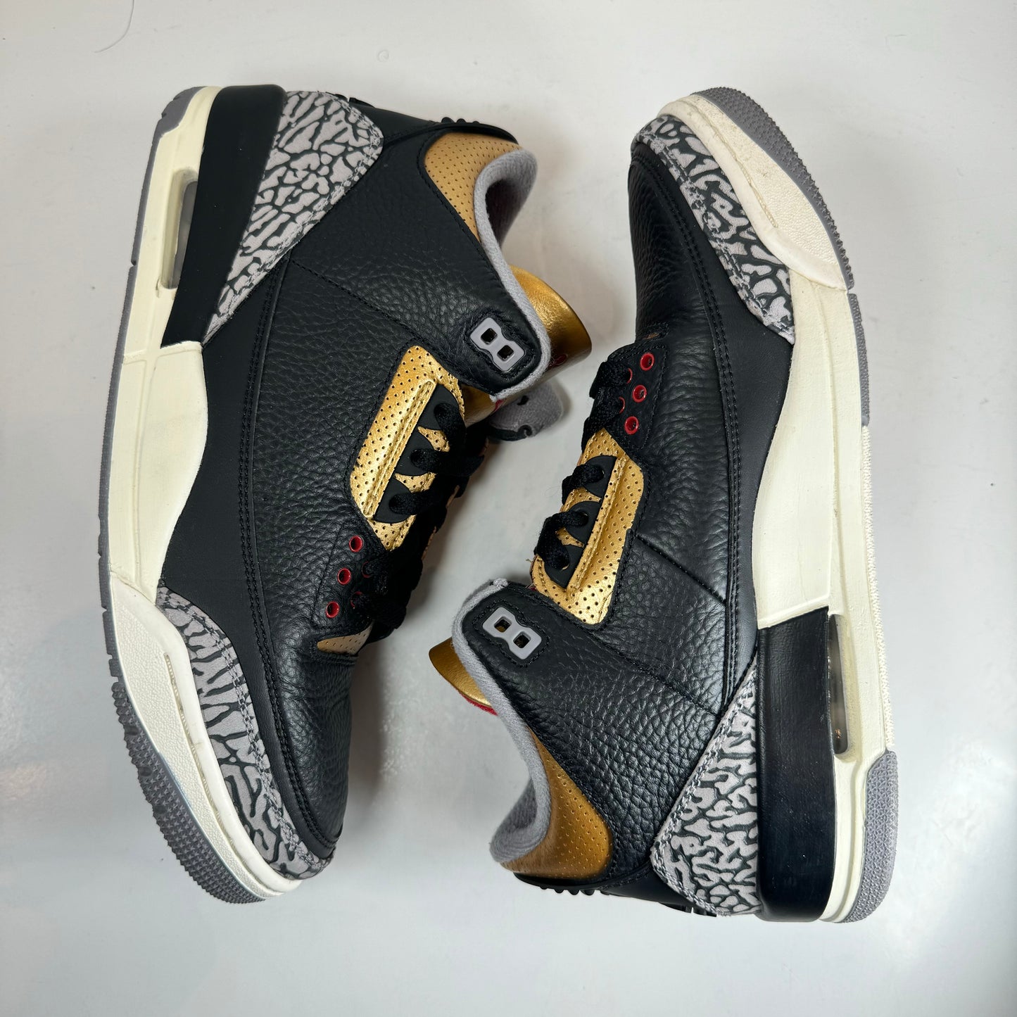CK9246 067 Jordan 3 Retro Black Cement Gold (W) [USED] - 11.5 W (Used)