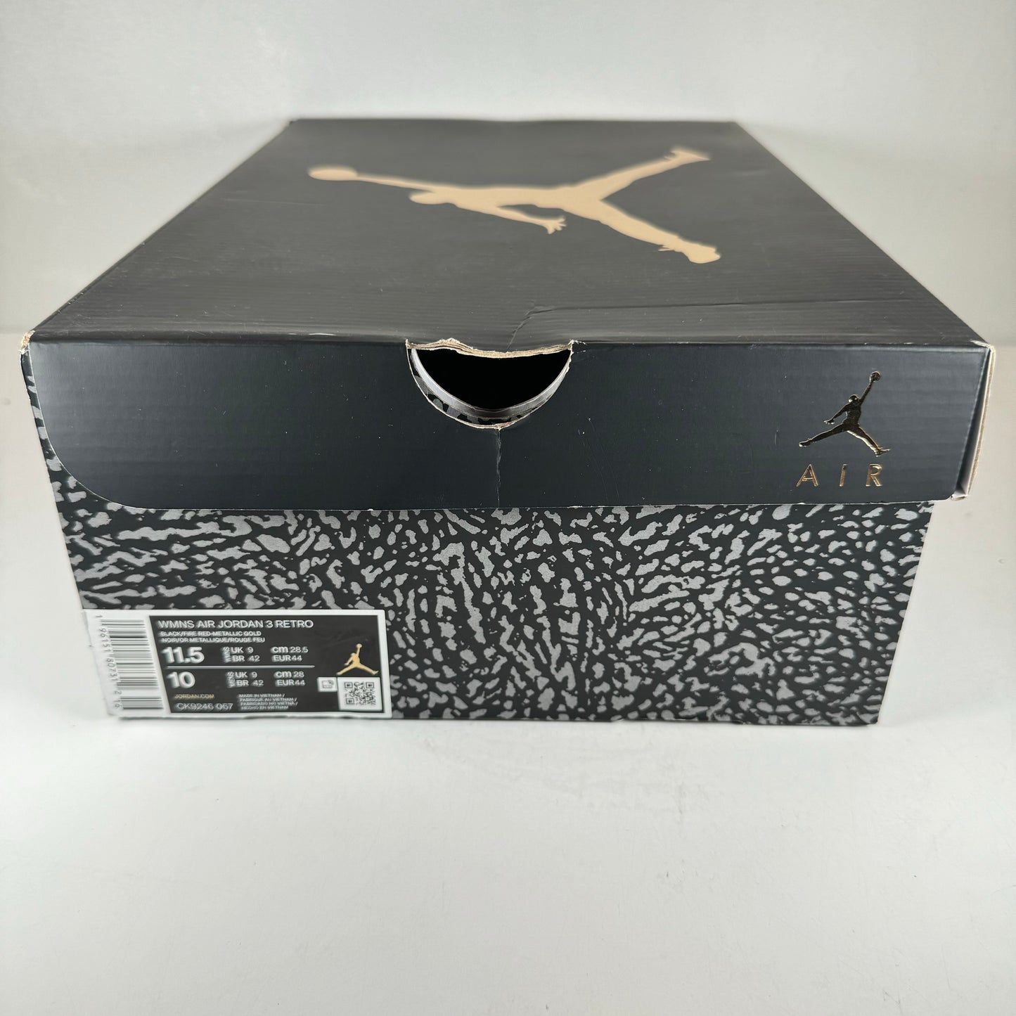 CK9246 067 Jordan 3 Retro Black Cement Gold (W) [USED] - 11.5 W (Used)